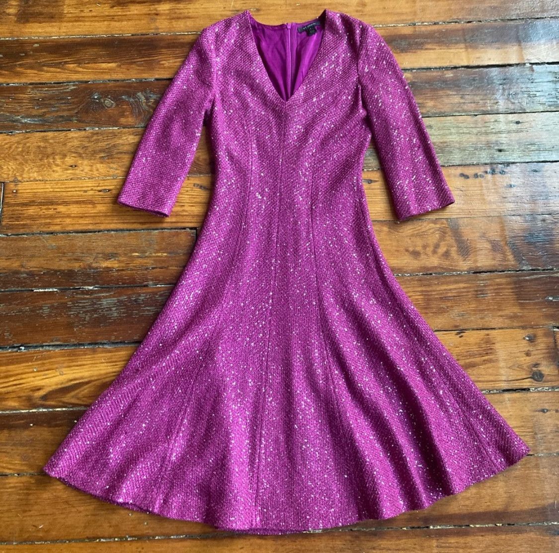 St. John St. John Wool/Sequin V Neck Dress Size XS / US 0-2 / IT 36-38 - 6 Thumbnail