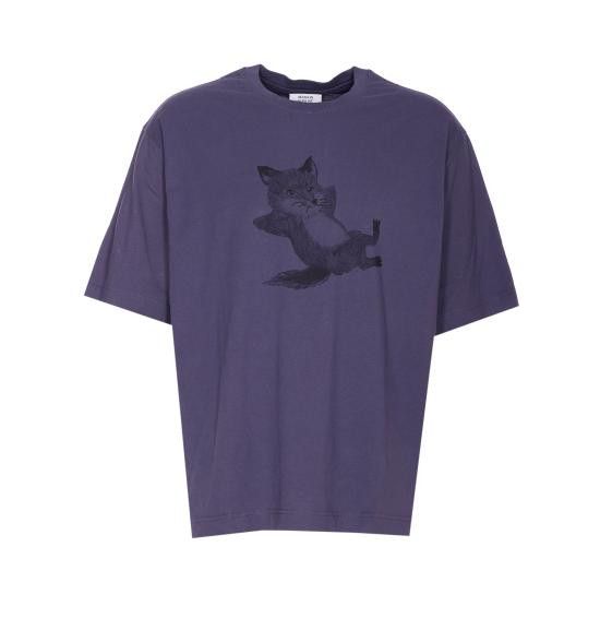 Tシャツ・カットソー MAISON KITSUNE Men T-shirt Violet OM00108KJ0008 0120 MAISON KITSUNE Men T-Shirts OM00108KJ0008 0120 Purple