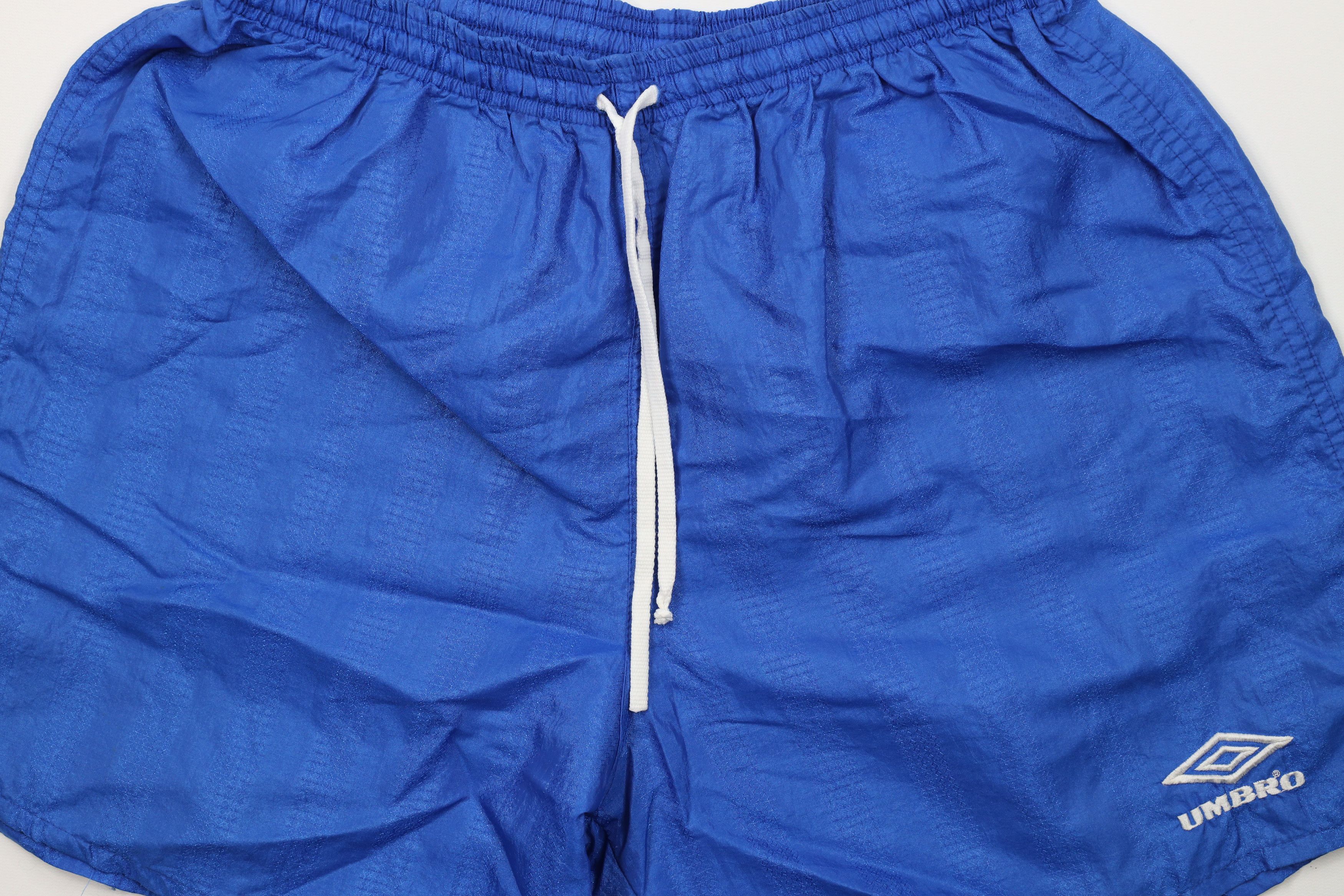 Umbro × Vintage Vintage 90s Umbro Striped Running Soccer Shorts Blue Nylon Size US 34 / EU 50 - 3 Thumbnail
