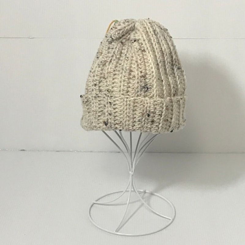 Handmade NWT Beige Brown Handmade Crocheted Beanie by Dawny Size ONE SIZE - 1 Thumbnail