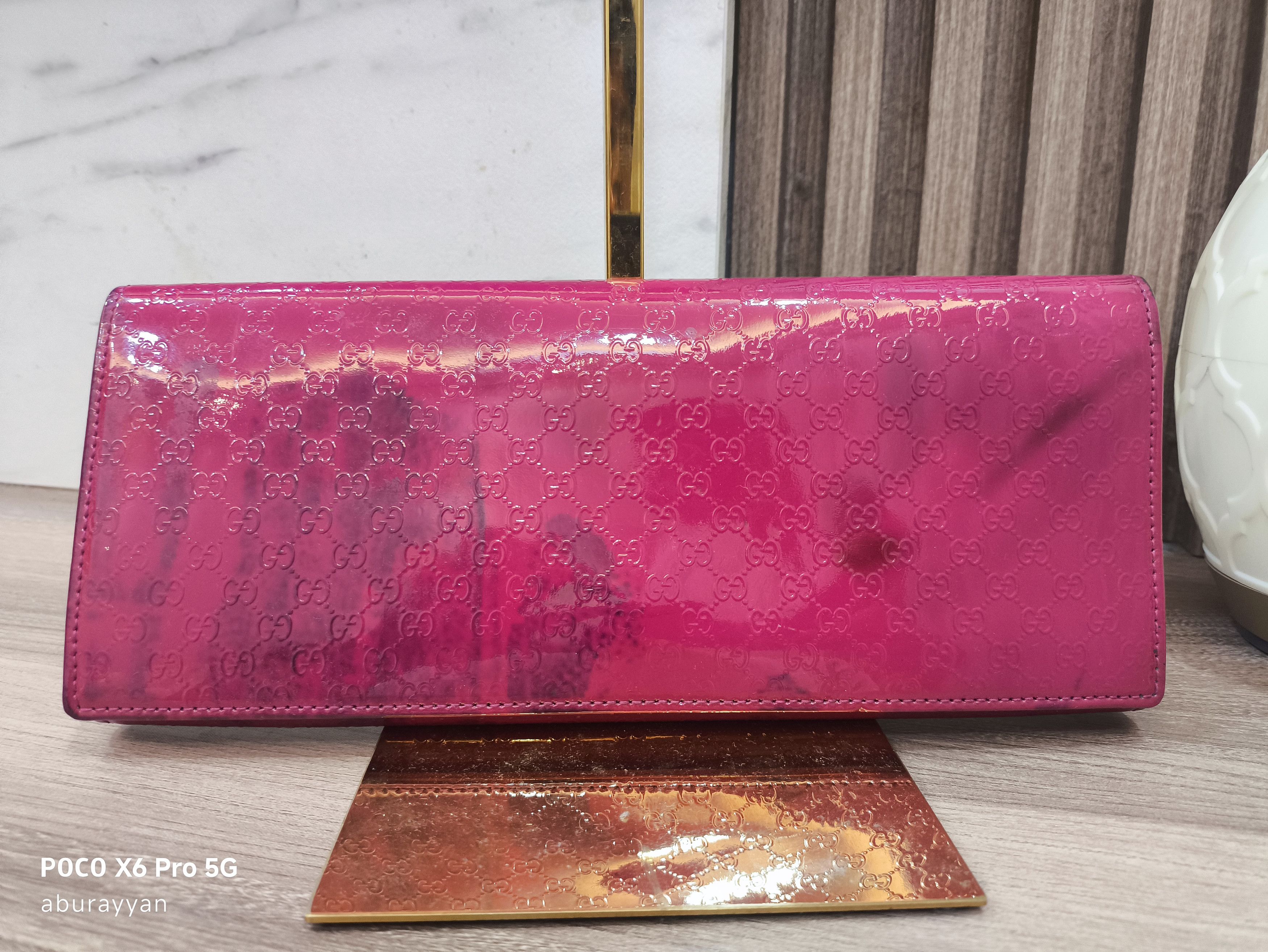 Gucci Micro Guccissima Pink Patent Leather Clutch Bag