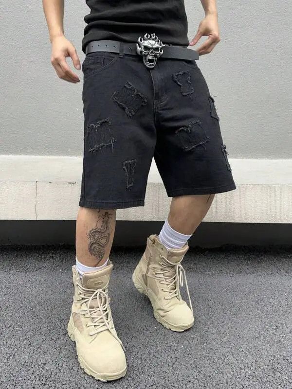 Japanese Brand Harada x Mari Distressed Y2k Shorts Jorts Denim Size US 32 / EU 48 - 1 Thumbnail