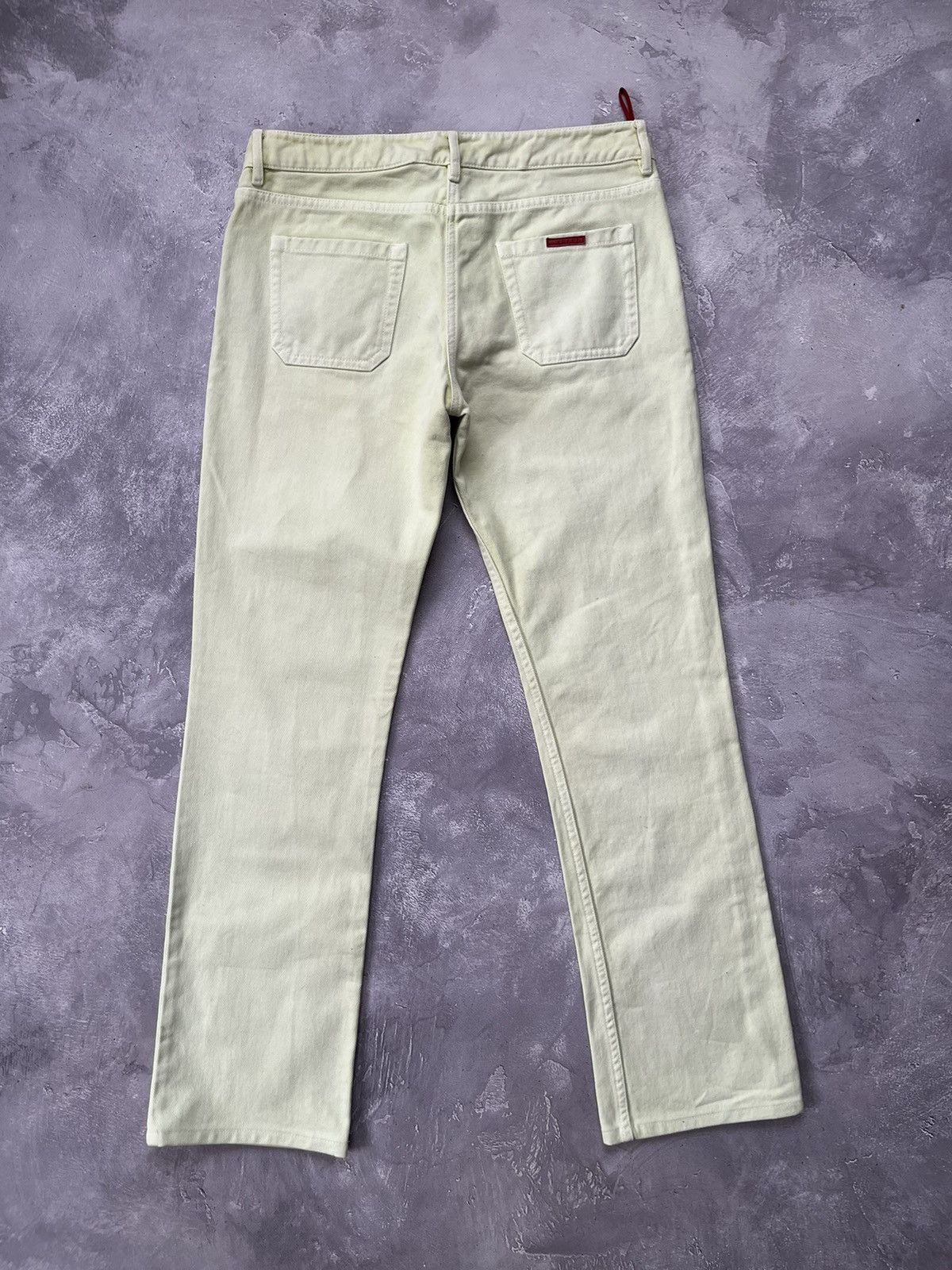 Vintage Prada Red Tab Denim Pants Lime Green