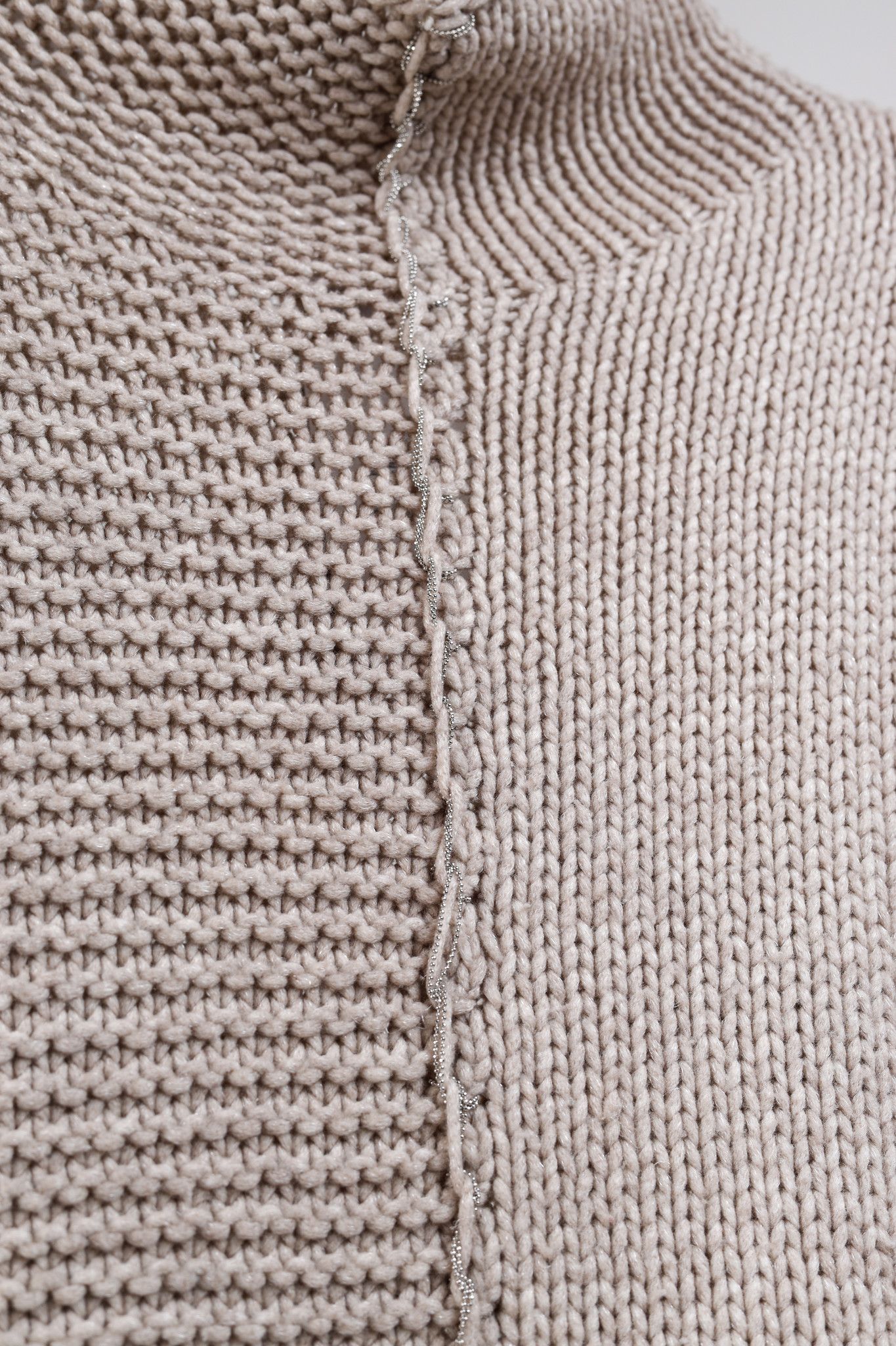 Fabiana Filippi Fabiana Filippi Taupe Merino-Wool Beaded High-Neck Sweater Size S / US 4 / IT 40 - 6 Thumbnail