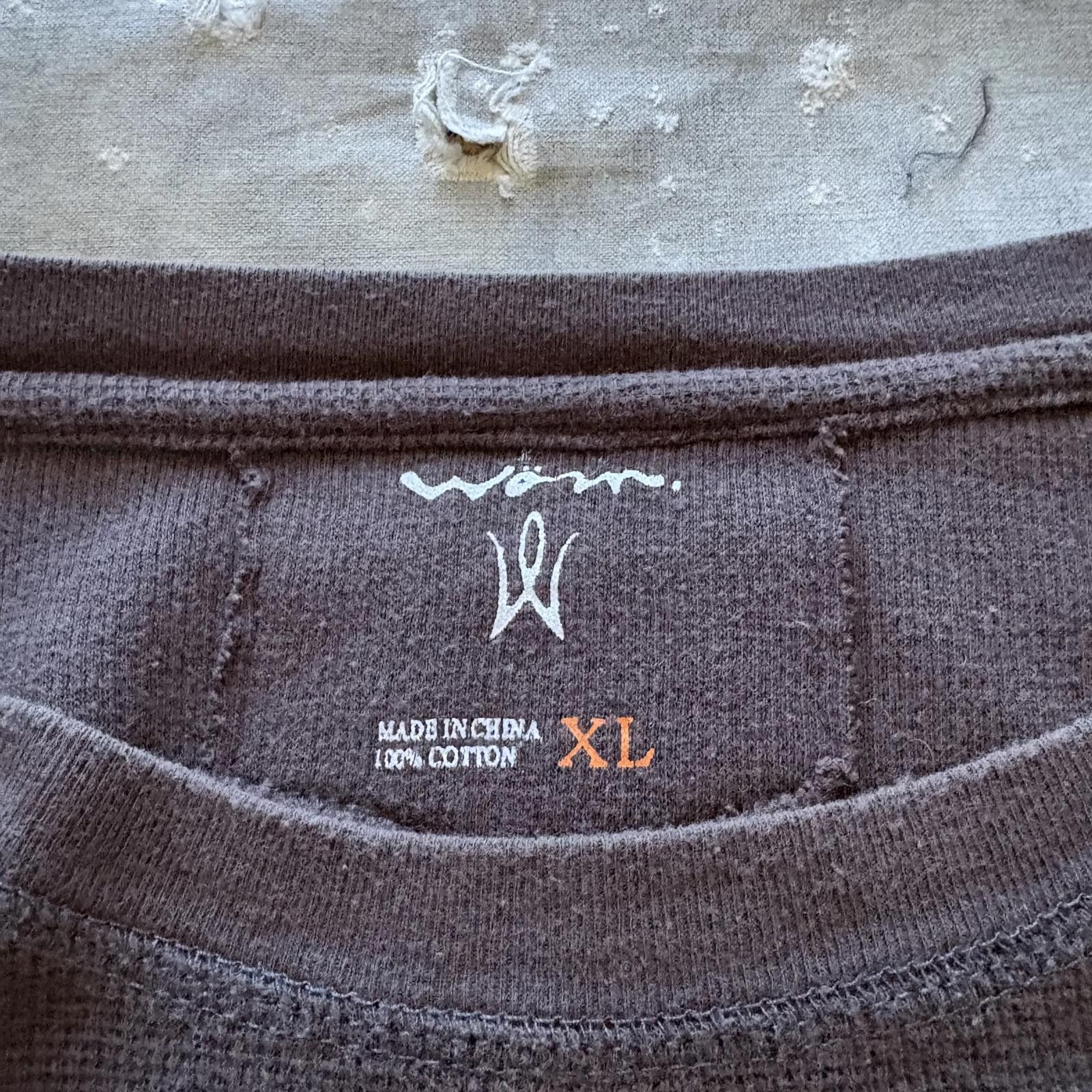 Vintage Vintage Y2K Chocolate Brown Grunge Thermal Waffle Knit Shirt Size US XL / EU 56 / 4 - 2 Thumbnail