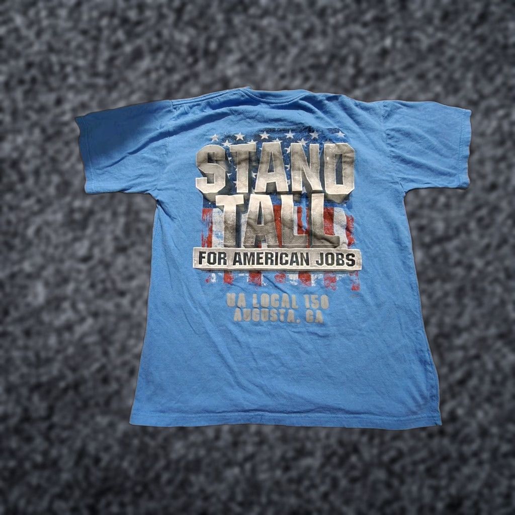 Vintage Vintage Union Line Men's T-Shirt Short Sleeve Crew Neck USA Plumbers Union Augusta GA Blue Medium Size US M / EU 48-50 / 2 - 1 Thumbnail