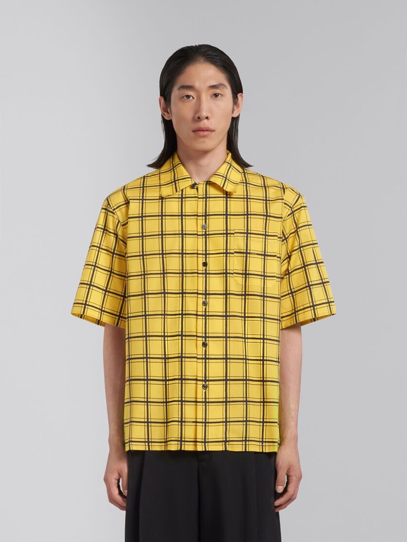 o1w1db10125 Checked Poplin Bowling Shirt in Yellow