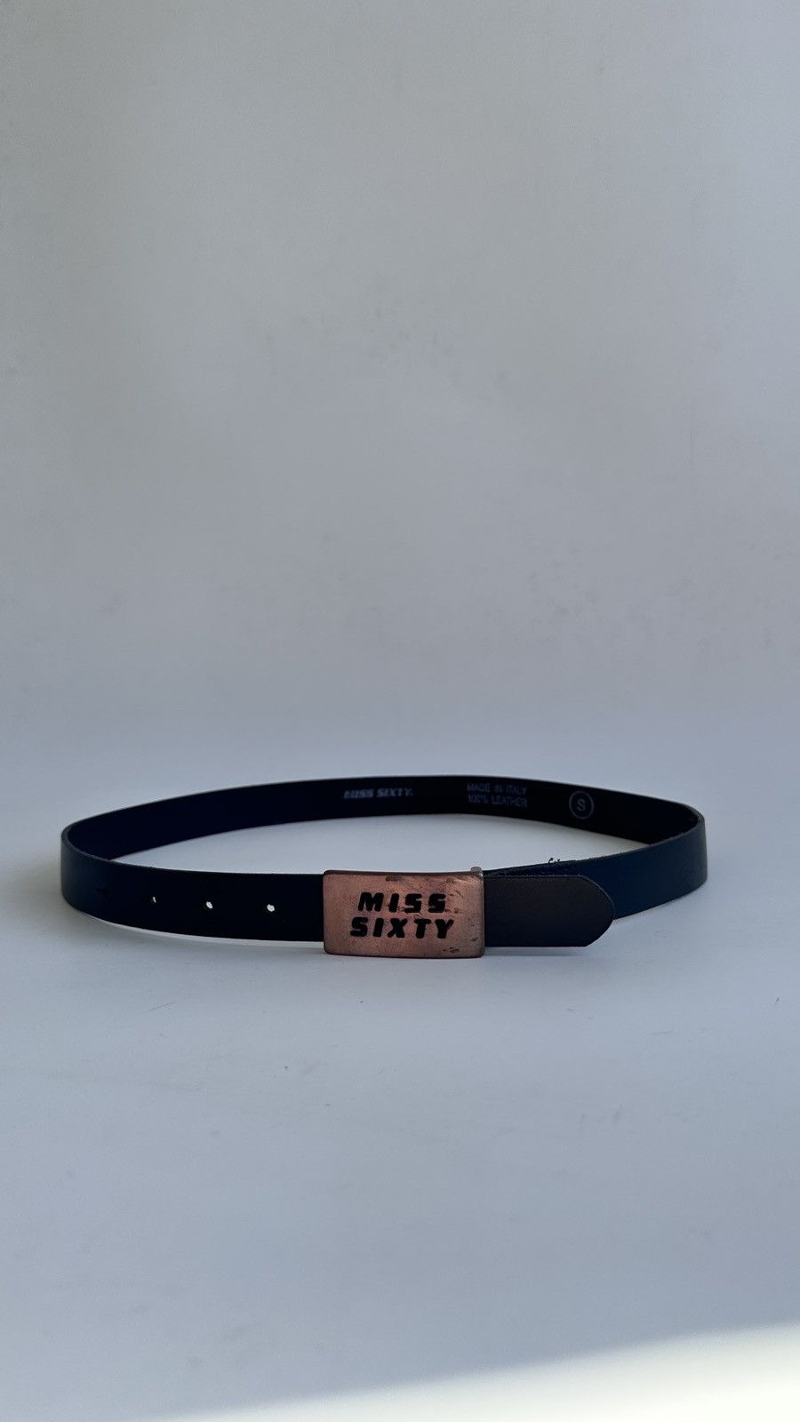 Miss Sixty Miss Sixty Leather Belt S Goth Cyber Grunge Big Metal Plate Size ONE SIZE - 1 Thumbnail