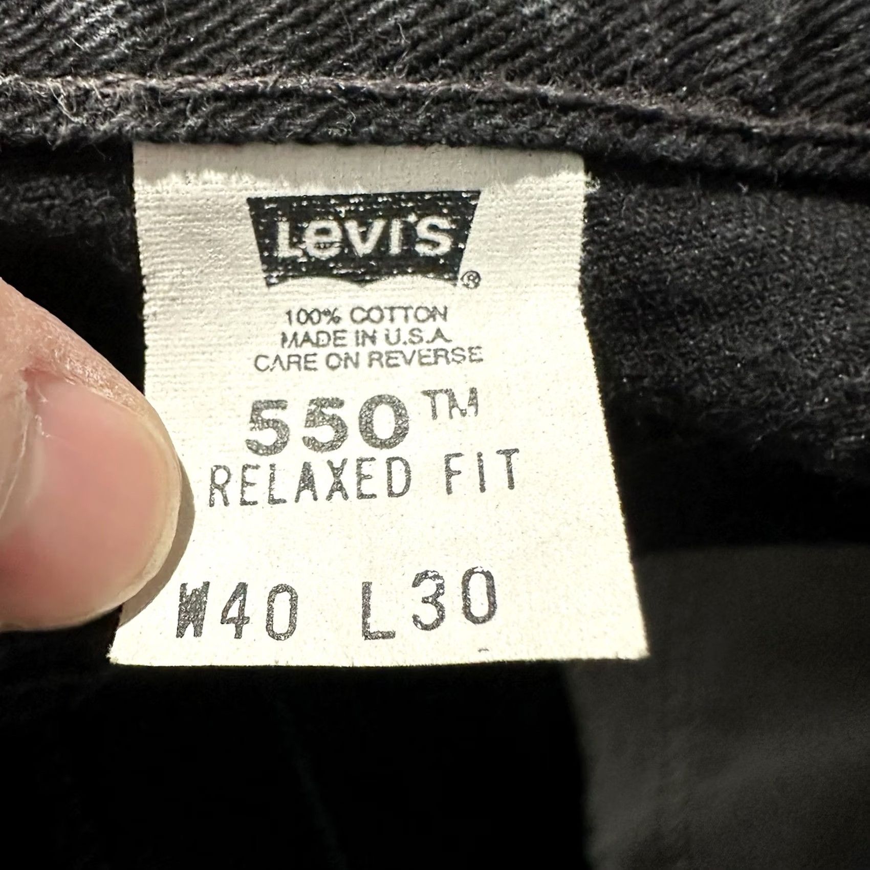 Levi's VINTAGE Levi's 550 Jeans Mens 40x30 Black Relaxed Tapered USA Denim Five-Pocket Levis 500 Series Jeans Mens Black Size US 40 / EU 56 - 7 Thumbnail