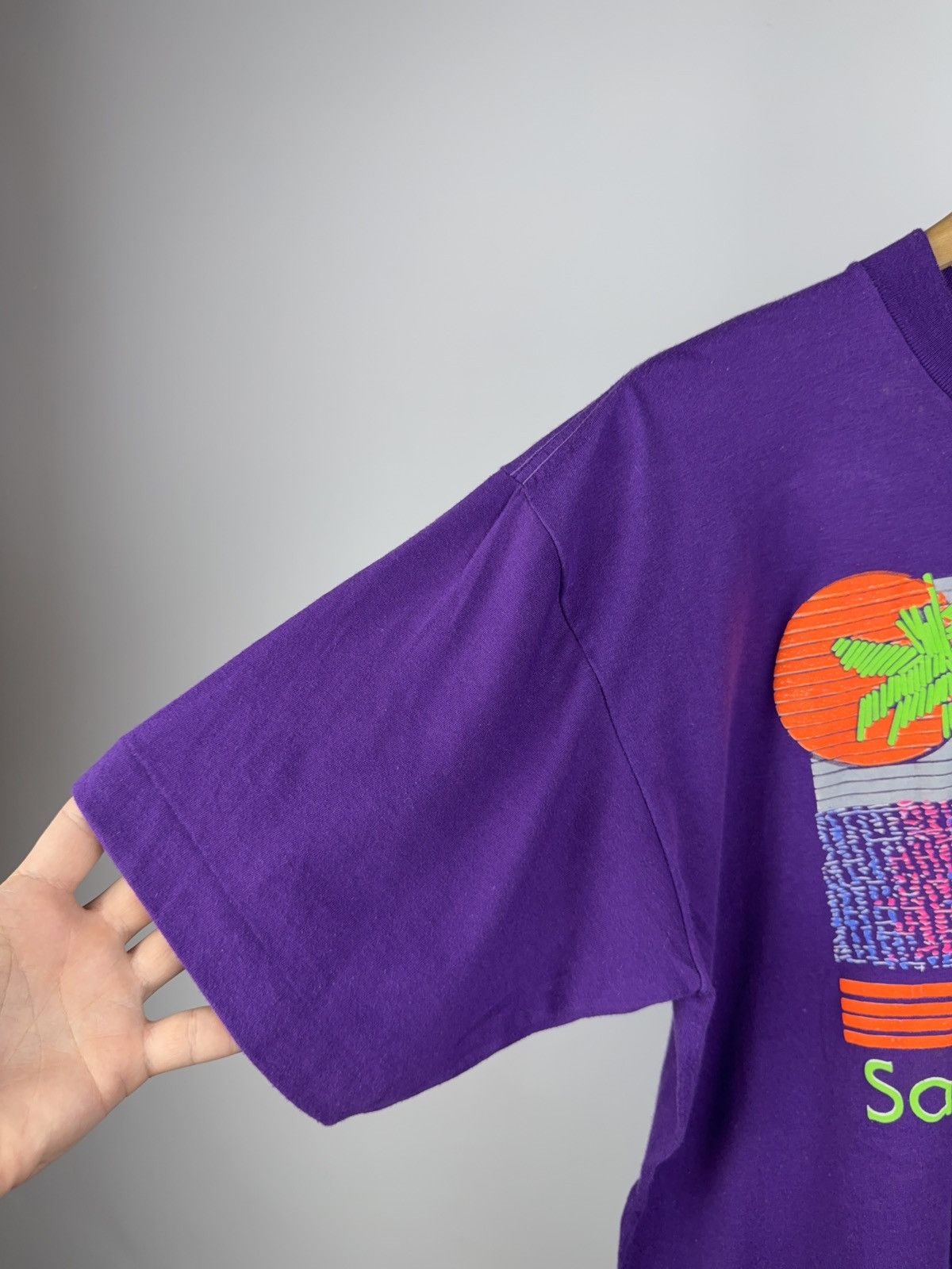 Other Vintage 90s Santo Domingo Neon Palm Tree Tee Purple XL Size US XL / EU 56 / 4 - 5 Thumbnail