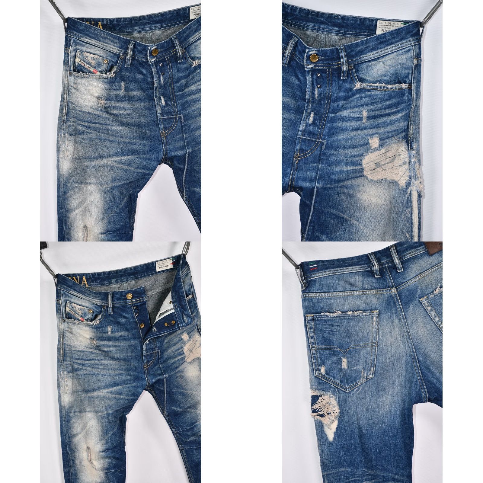 Diesel Diesel Narrot 0074M Regular-Carrot Jeans Men's W30 L32 Blue Cotton Distressed 5-Pocket Denim California Loyal 30? Size US 30 / EU 46 - 8 Thumbnail