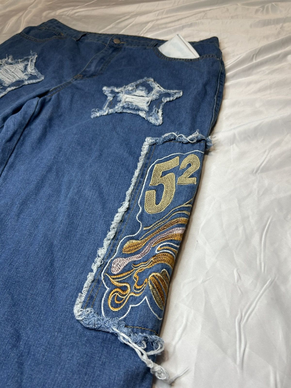 Other BLUE, YELLOW, N BROWN PATCHWORK JEANS WITH A RETRO VIBE Size US 36 / EU 52 - 2 Thumbnail