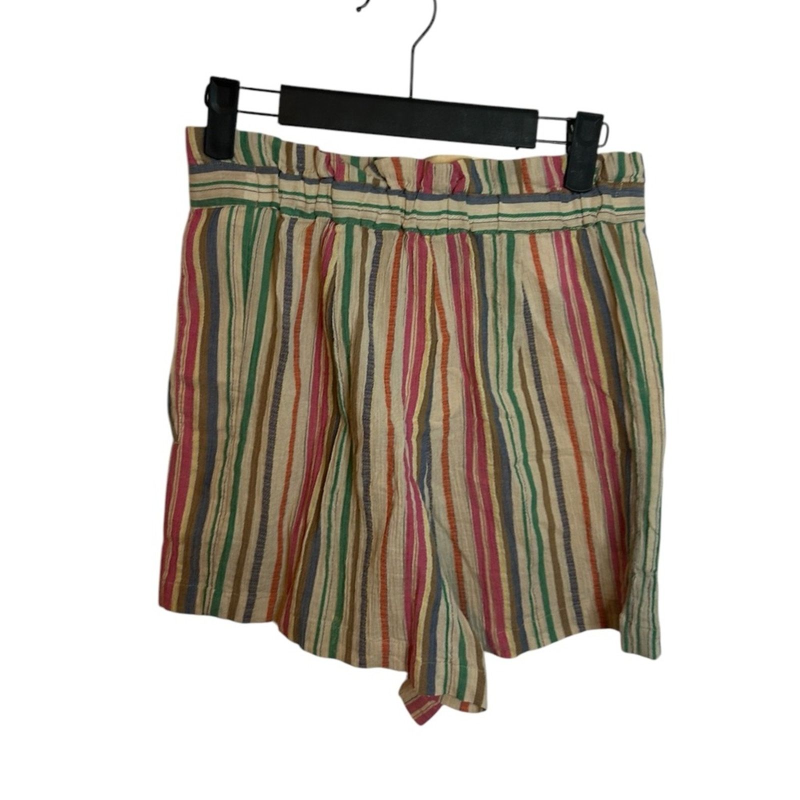 Bcbgmaxazria BcbgMaxazria Striped Multicolor Paperbag Cotton Shorts Size 27" / US 4 / IT 40 - 2 Thumbnail