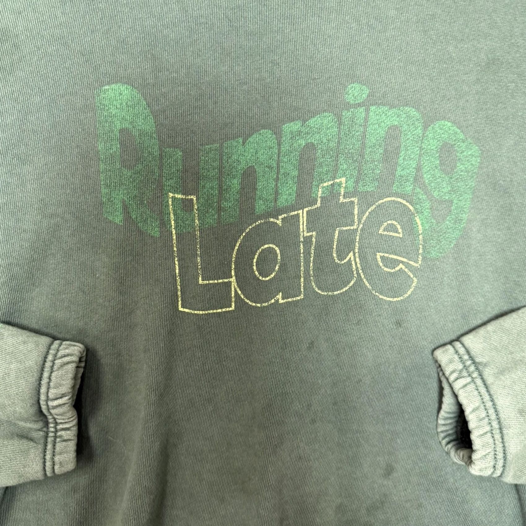 Vintage OFFLINE by Aerie Sweatshirt Womens M Green Running Late Cropped Graphic Crew Neck Pullover Casual Relaxed Top Size M / US 6-8 / IT 42-44 - 2 Thumbnail
