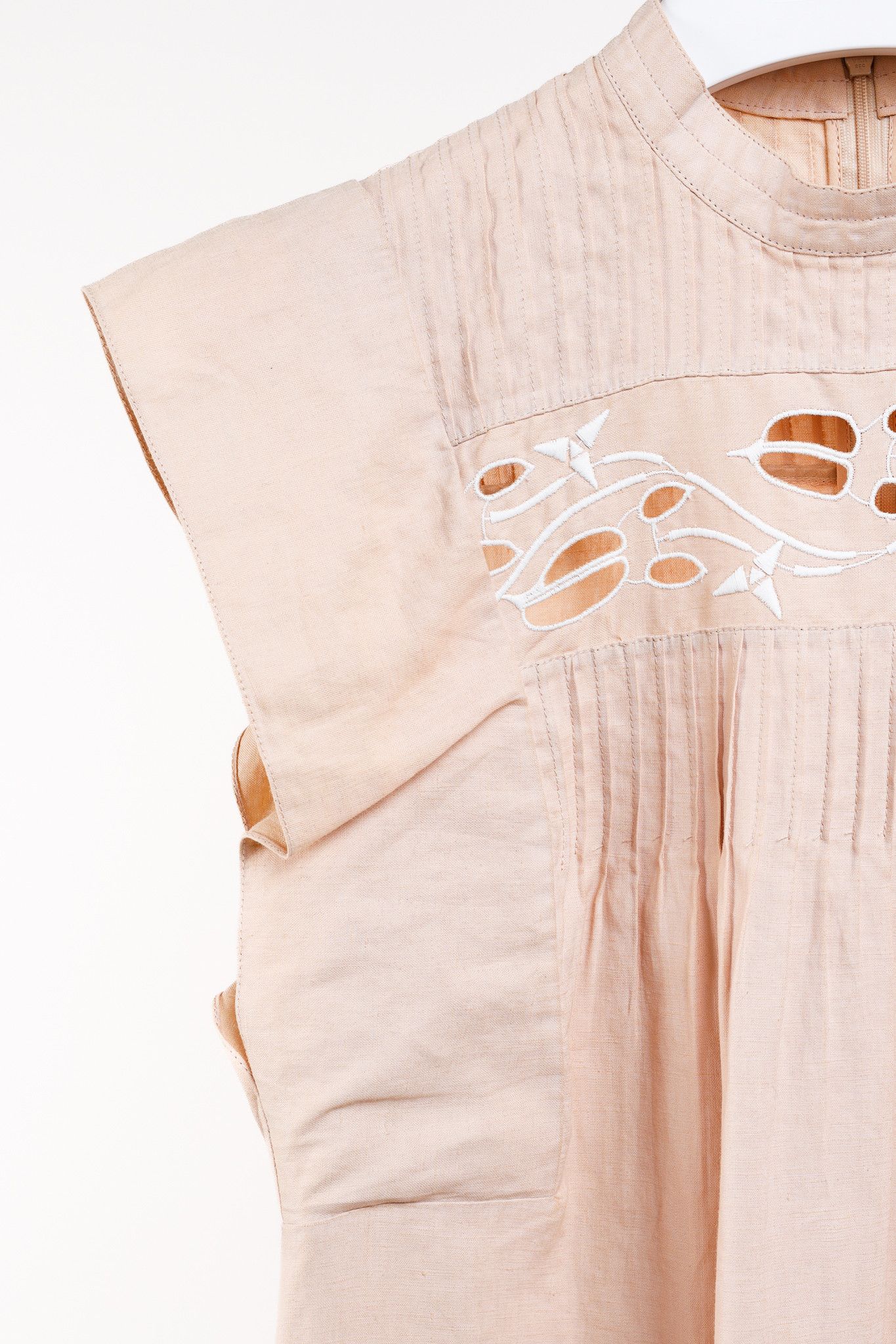 Chloe Chloe SS18 Biscuit Pink Embroidered Linen Mini Dress Size M / US 6-8 / IT 42-44 - 5 Thumbnail