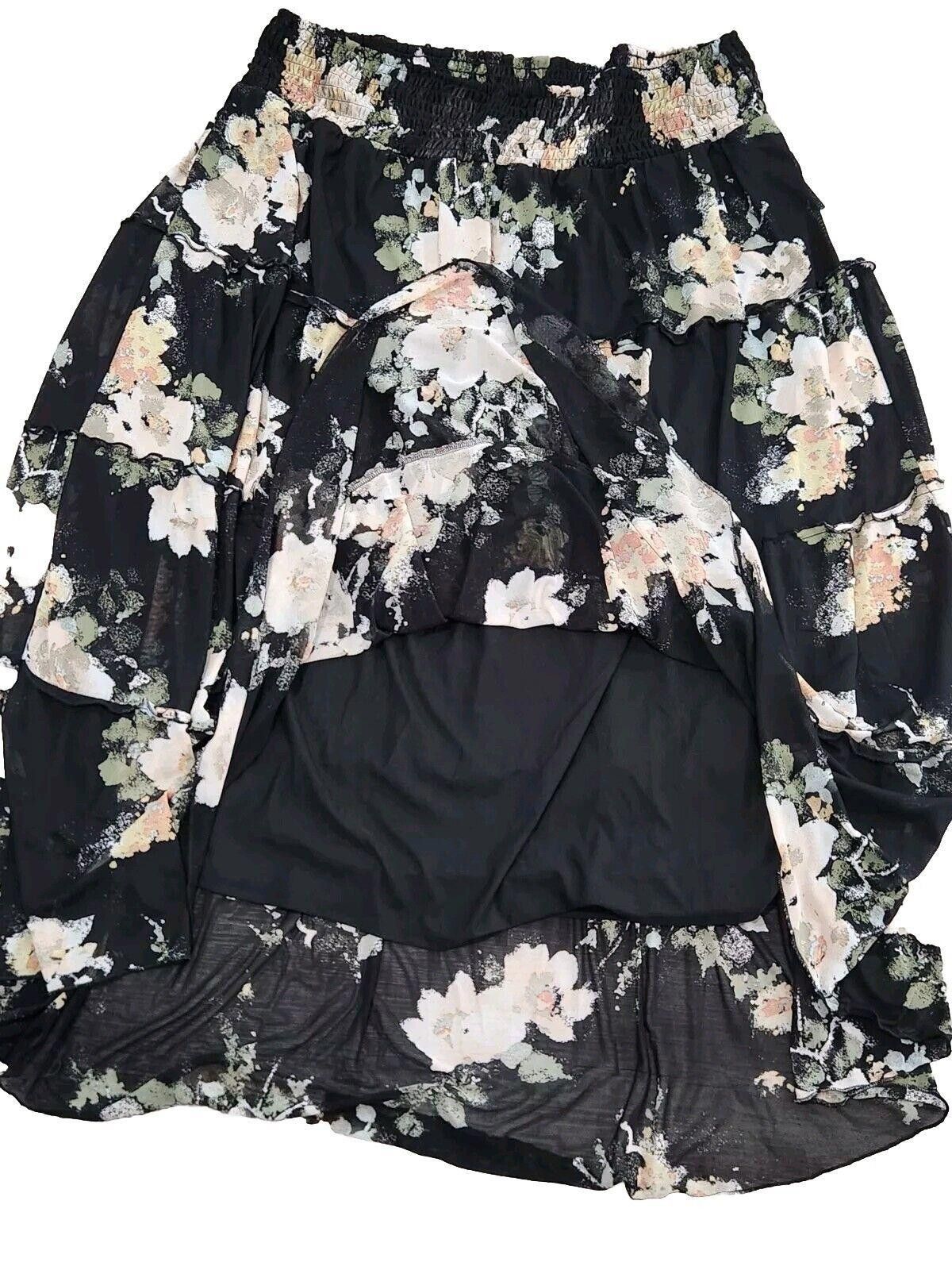 Designer American Rag Cie Maxi Skirt 2x Plus Size Lined Black Floral Size 42" / US 20 - 3 Thumbnail