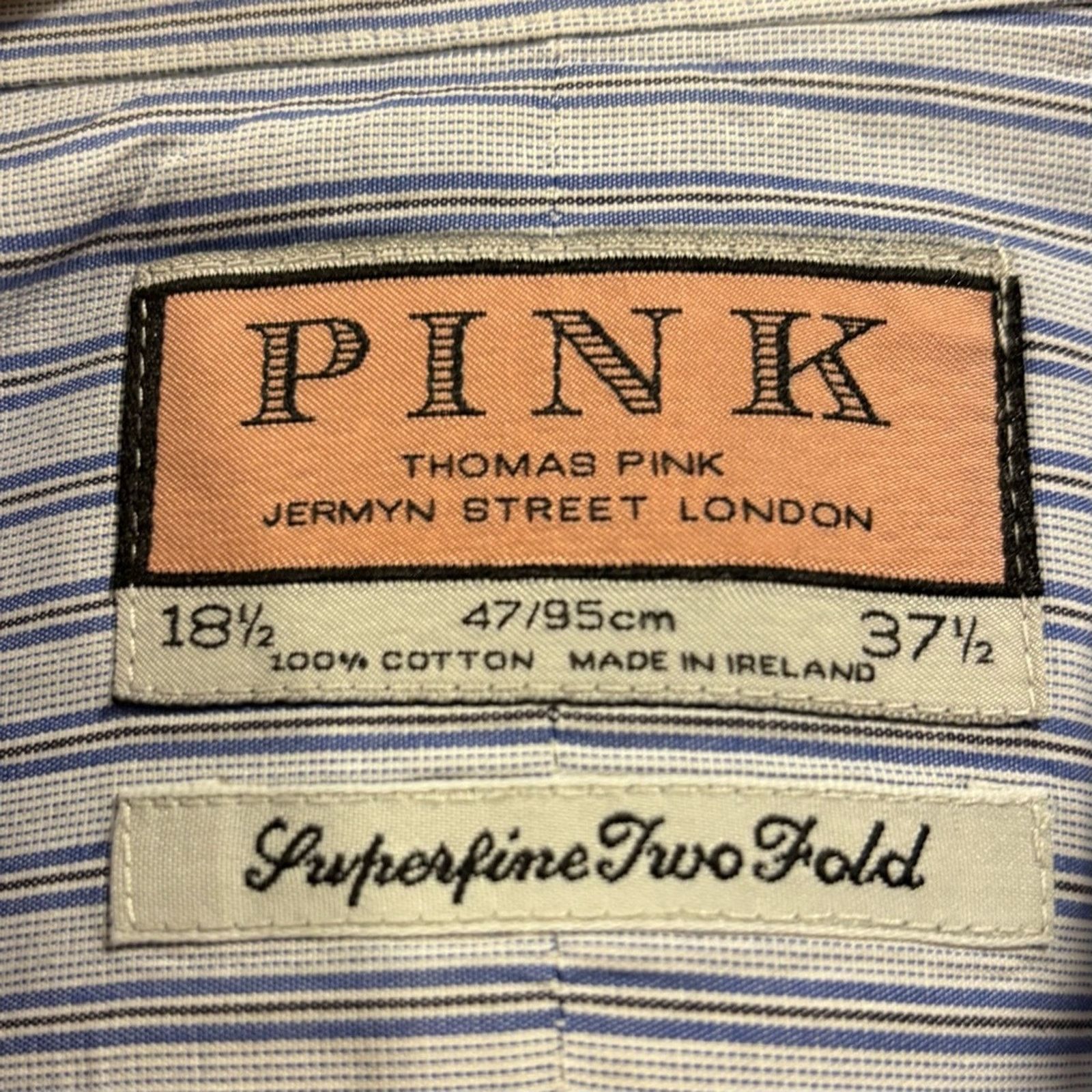 Thomas Pink THOMAS PINK Light Blue Striped Dress Shirt Size US M / EU 48-50 / 2 - 2 Thumbnail