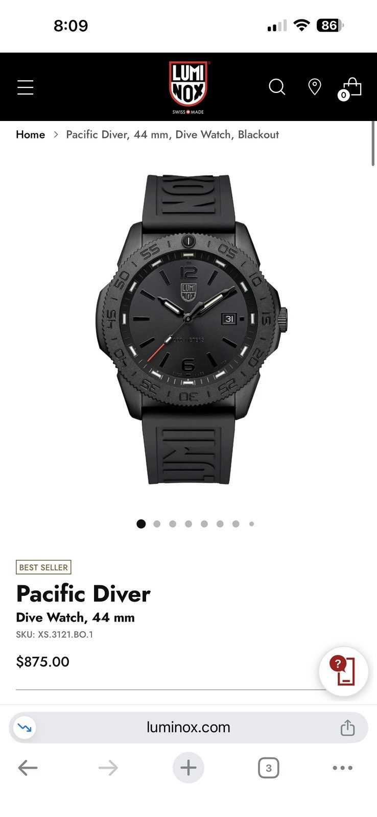 Luminox Luminox Pacific Diver Dive Watch, 44 mm SKU: XS.3121.BO.1 Size 44 - 5 Thumbnail