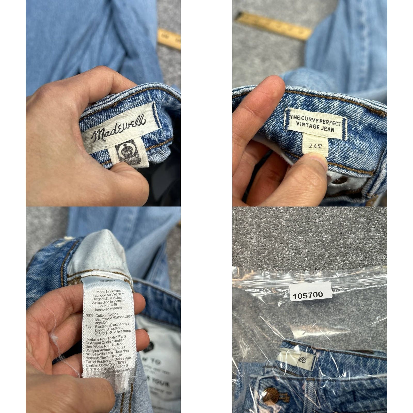 Madewell VINTAGE Madewell Skinny Jeans Womens Tall 24 Blue Denim 90s City Classic Size 42" / US 20 - 8 Thumbnail