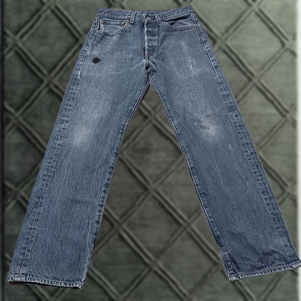 Levi's Levi’s 501 Jeans Mens Blue Denim Mid Rise Straight Button Fly - 29x27.5 Size US 29 - 1 Thumbnail