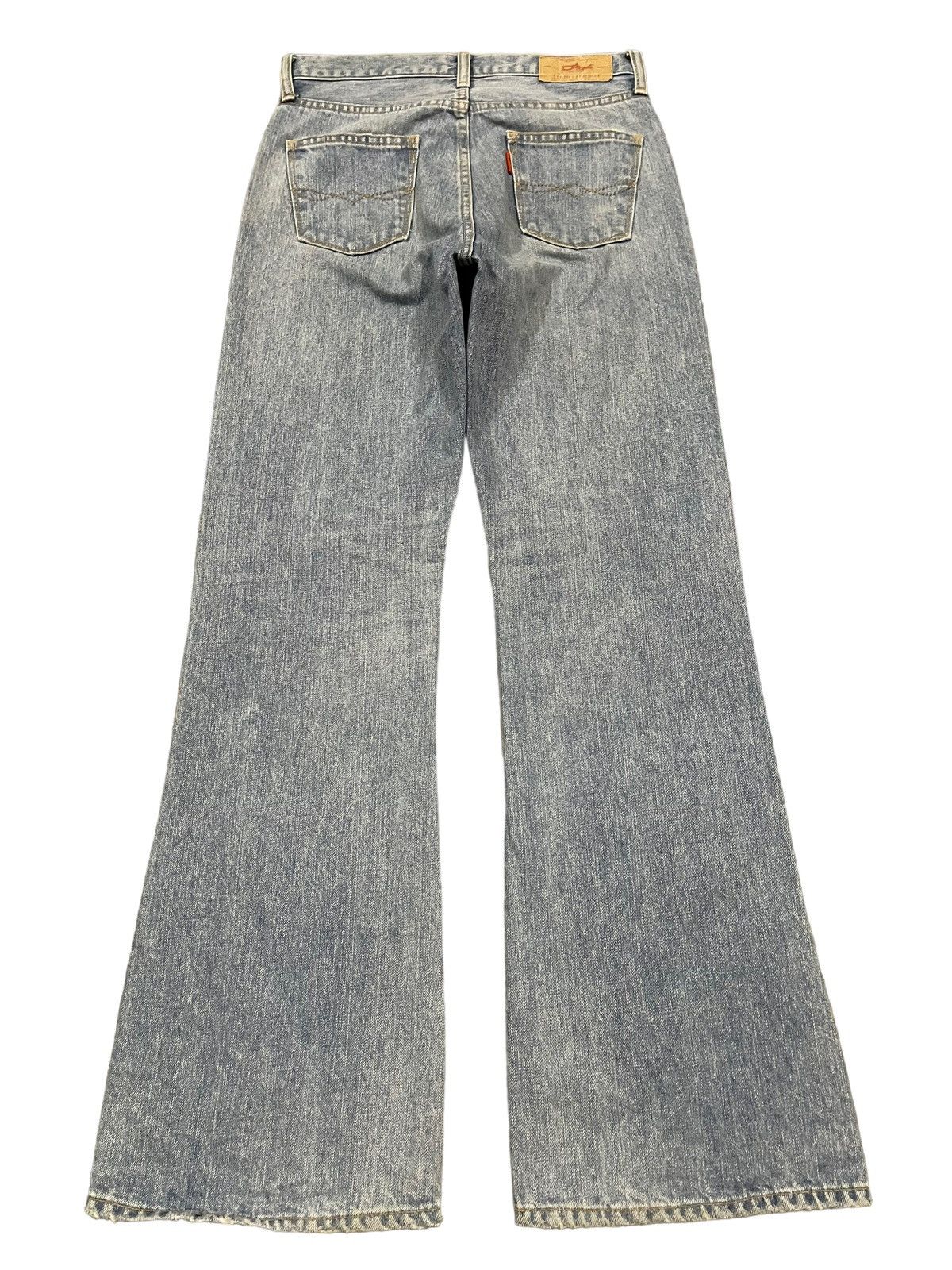 In The Attic Vintage Japanese Brand Blue Wash Distressed Flare Jeans Size US 28 / EU 44 - 2 Thumbnail