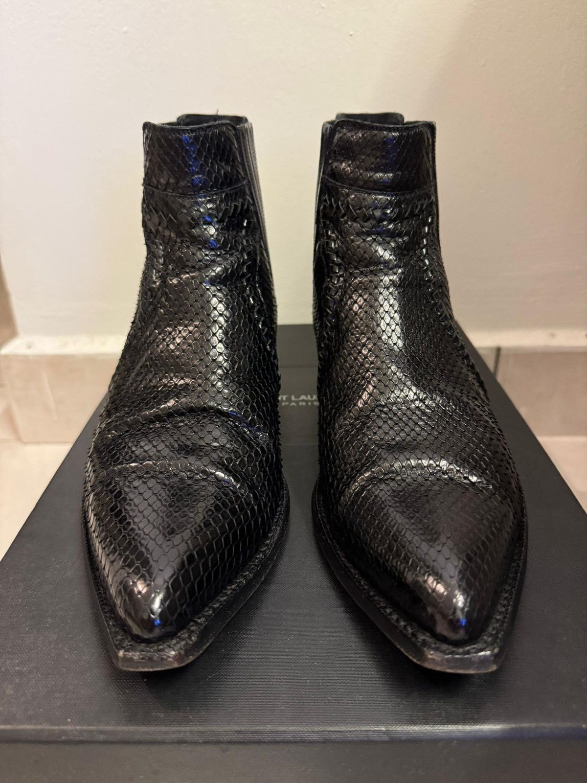 Hedi Slimane × Saint Laurent Paris 15SS Python Santiag Boots sz40 Size US 7 / EU 40 - 3 Thumbnail