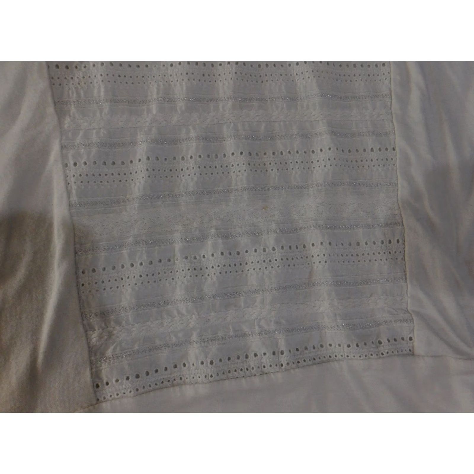 Vintage Chicos Blouse Womens 2 White Textured Knit Casual Pullover Short Sleeve Cotton Viscose Regular Non-Iron Machine Washable Solid Round Neck Vintage No Size XS / US 0-2 / IT 36-38 - 4 Thumbnail