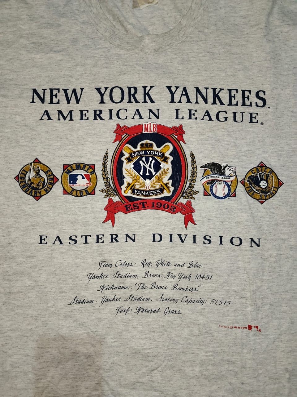 Nutmeg VINTAGE MLB 1991 NEW YORK YANKEES Size US XL / EU 56 / 4 - 3 Thumbnail