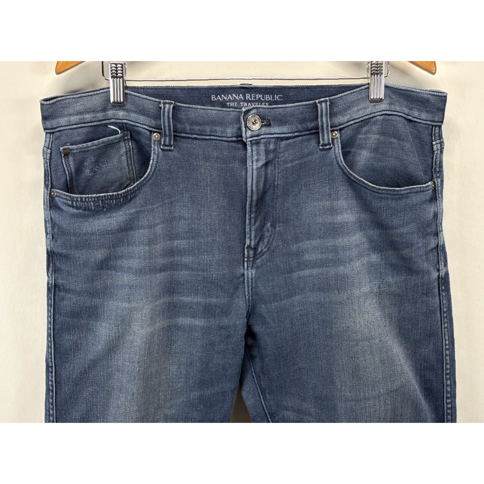 Banana Republic Banana Republic Jeans Men 36x32 Athletic Denim Blue Cotton Stretch 5-Pocket Distressed Knee Mens Size US 36 / EU 52 - 2 Thumbnail