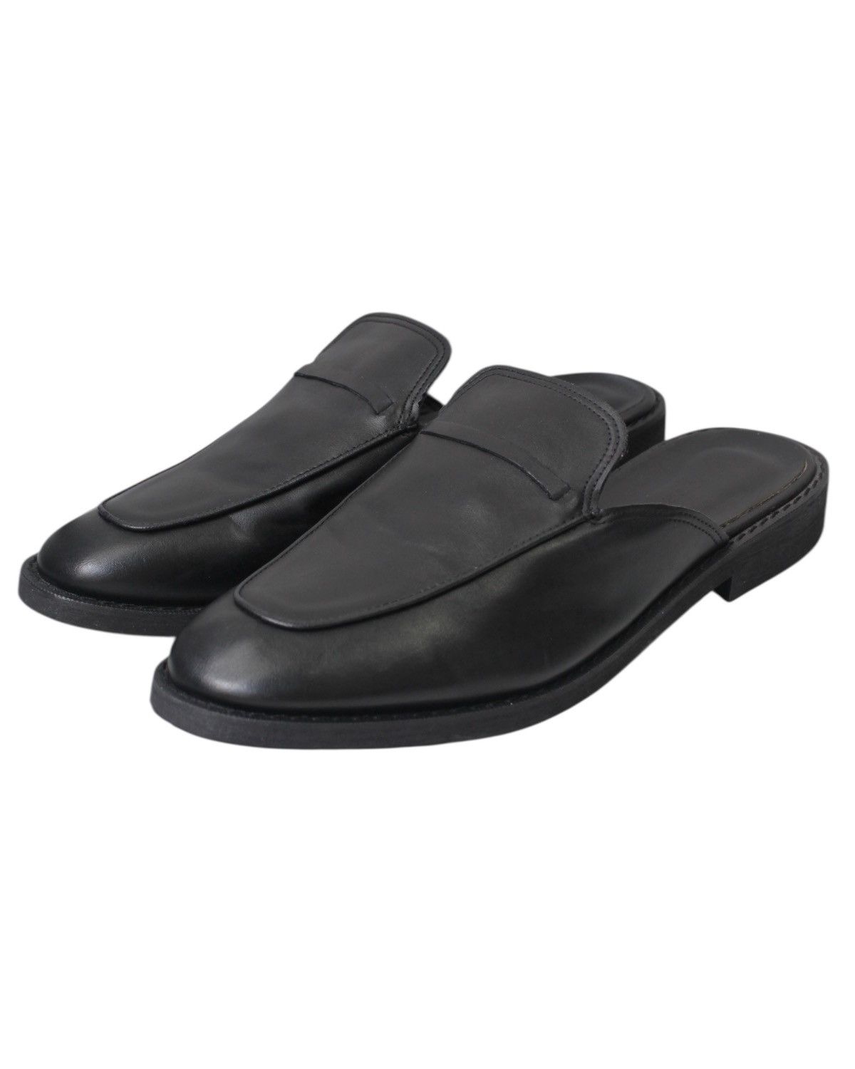 PASCOROZEN BLACK LEATHER PENNY LOAFER MULES