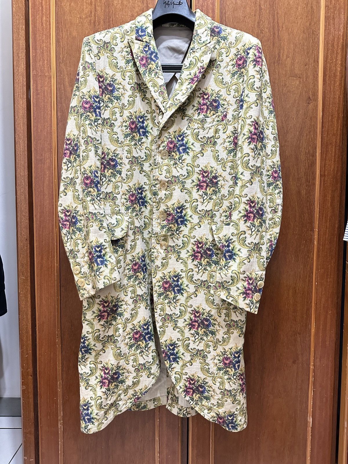 Yohji Yamamoto Yohji Yamamoto Pour Homme SS11 Floral Jacquard Frock Coat Size US S / EU 44-46 / 1 - 3 Thumbnail