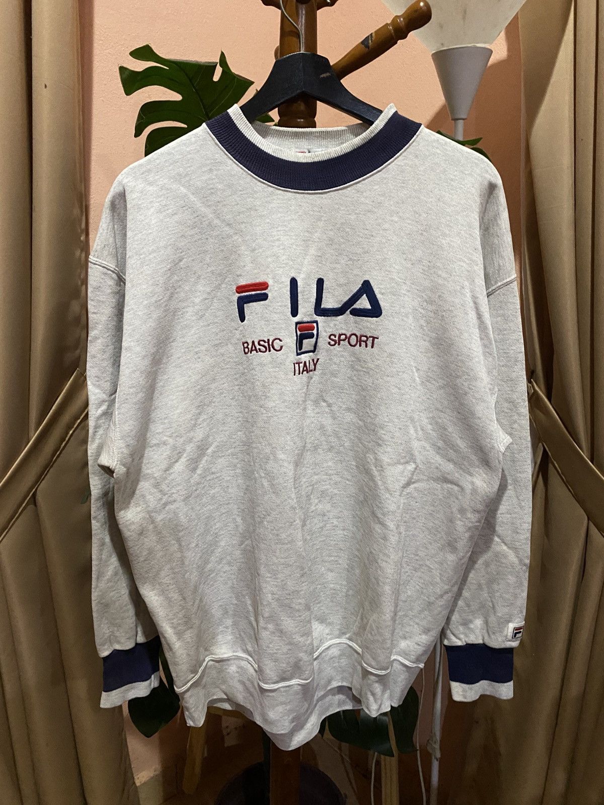 Fila Vintage FILA Basic Sport Italy Sweatshirt Gray Navy Trim Size US L / EU 52-54 / 3 - 3 Thumbnail