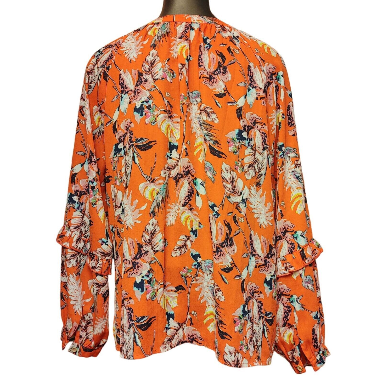 Buckle Black Buckle Black Women's Orange Floral Long Sleeve Top Large Size L / US 10 / IT 46 - 2 Thumbnail