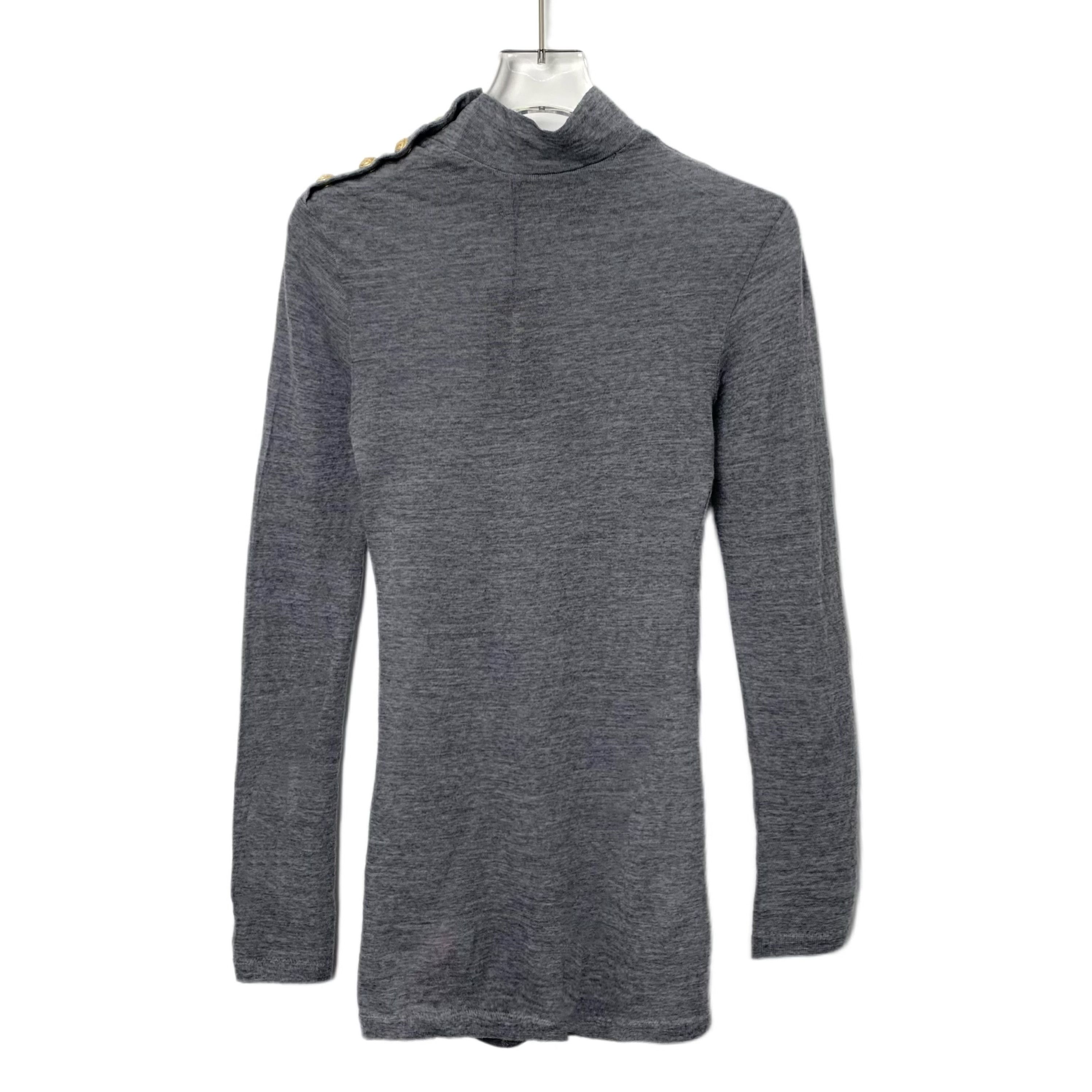 Balmain Balmain Tee – Grey Wool Side-Button (Size XS) Size XS / US 0-2 / IT 36-38 - 8 Thumbnail