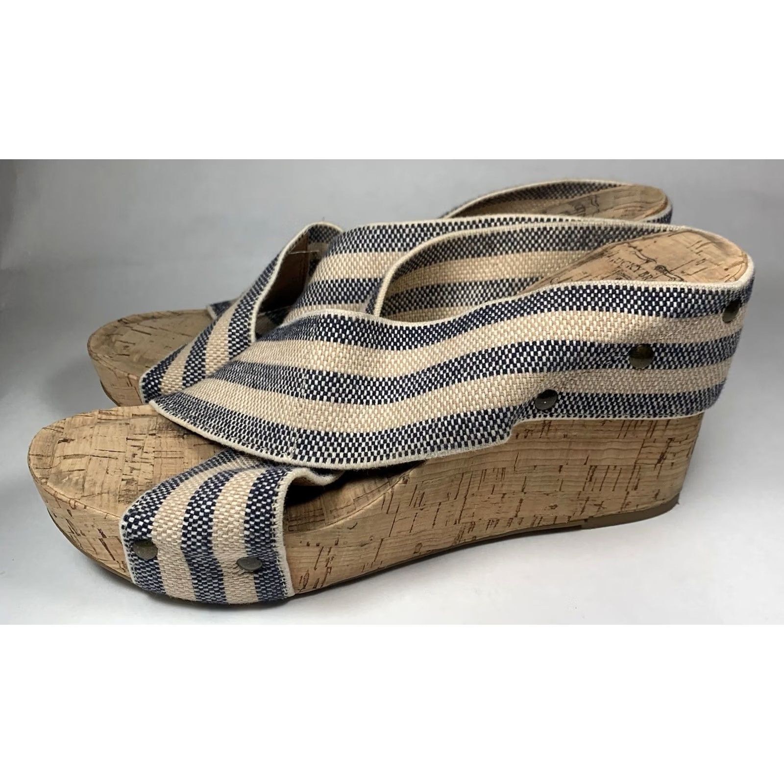 Lucky Brand Lucky Brand Beige Studded Cork Wedge Heel Slip-On Sandals Women’s Sz 7.5 Size US 8 / IT 38 - 3 Thumbnail