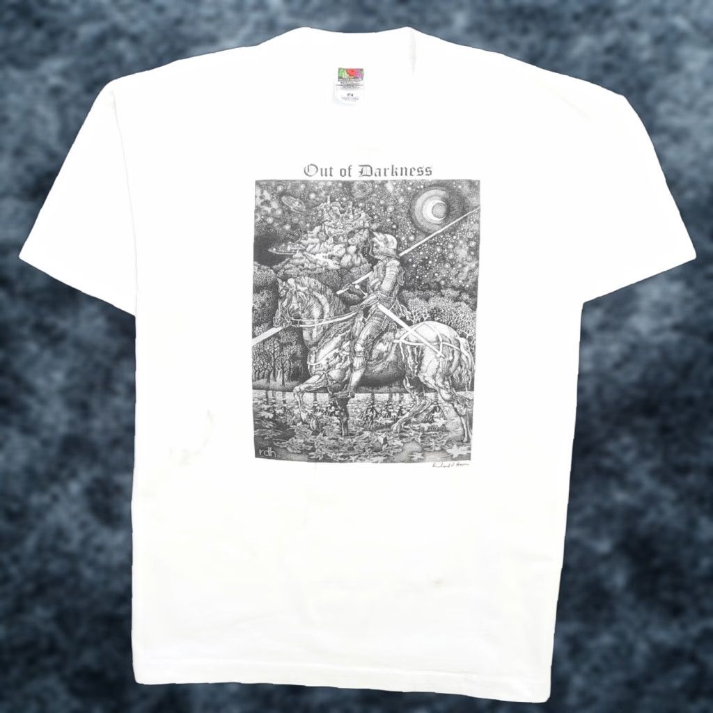 VINTAGE Fruit of the Loom Out Of Darkness Richard D Harris T-Shirt XL White Graphic 90s Mens