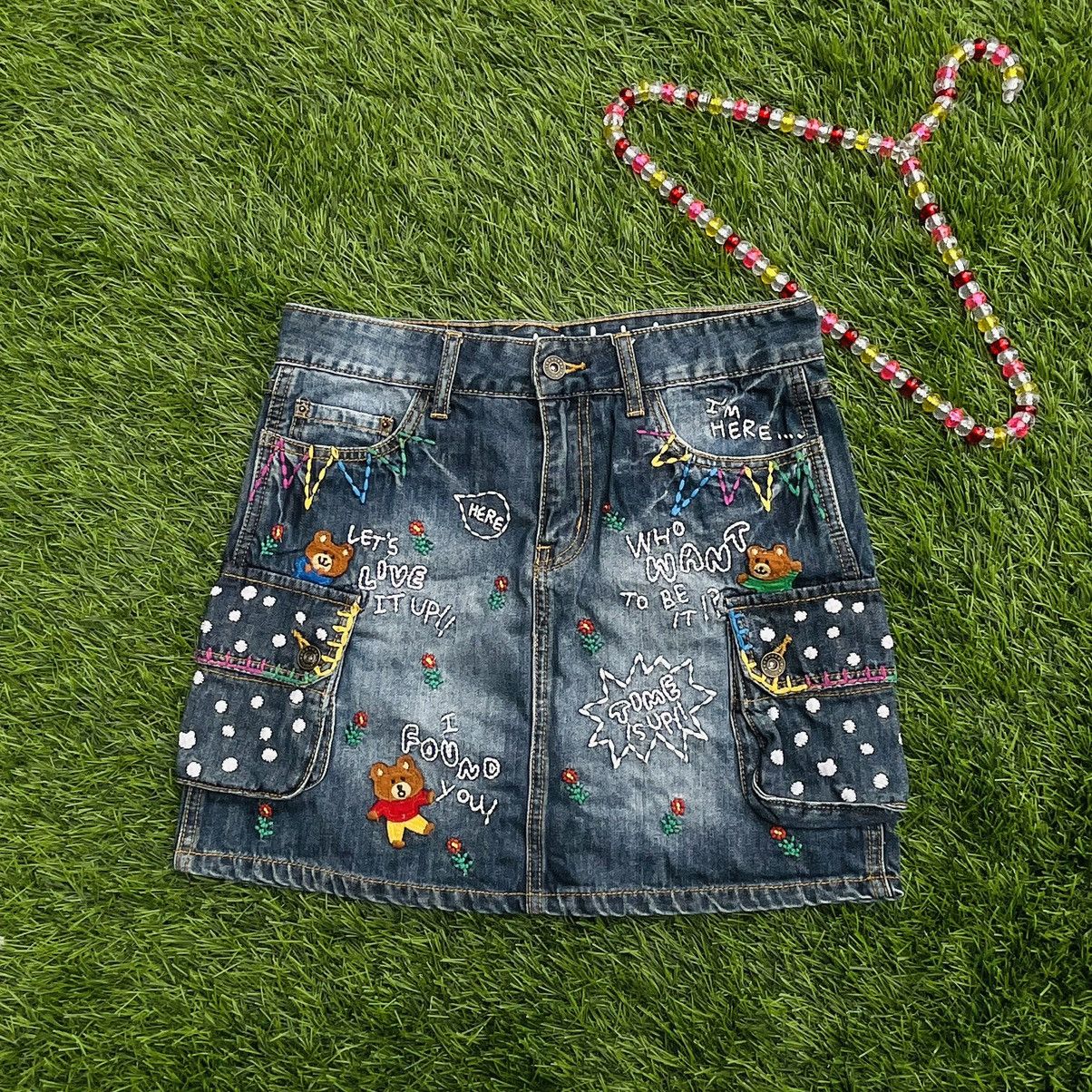 Seditionaries × semanticdesign Y2K Rough Natural Charm Denim Mini Skirt Size 28" / US 6 / IT 42 - 2 Thumbnail