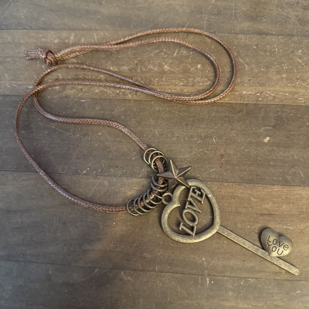Other Bronze tone Love skeleton key long cord necklace Size ONE SIZE - 2 Thumbnail