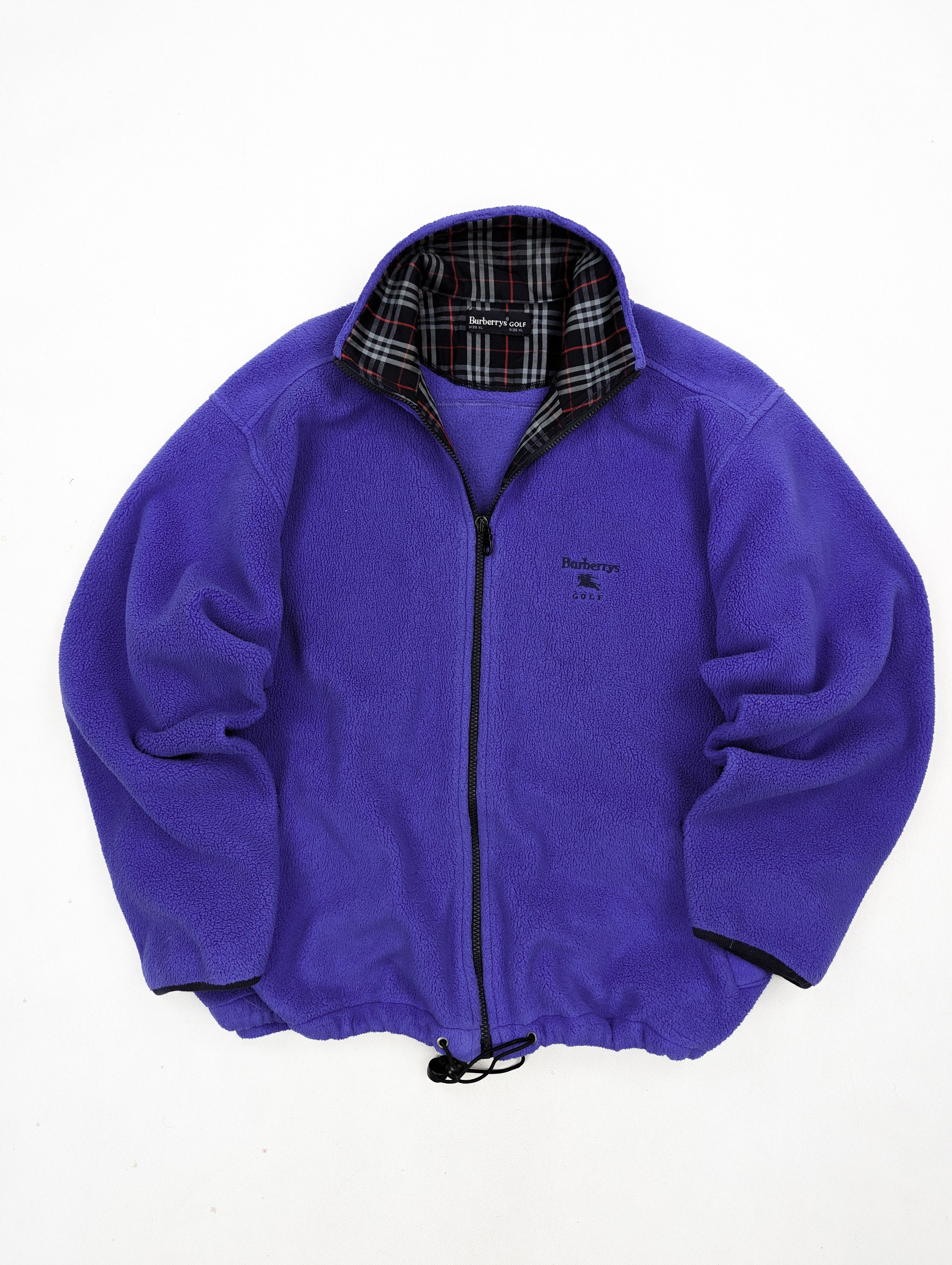 image of Burberry Vintage Fleece Bomber Jacket XL in Violet, Men's