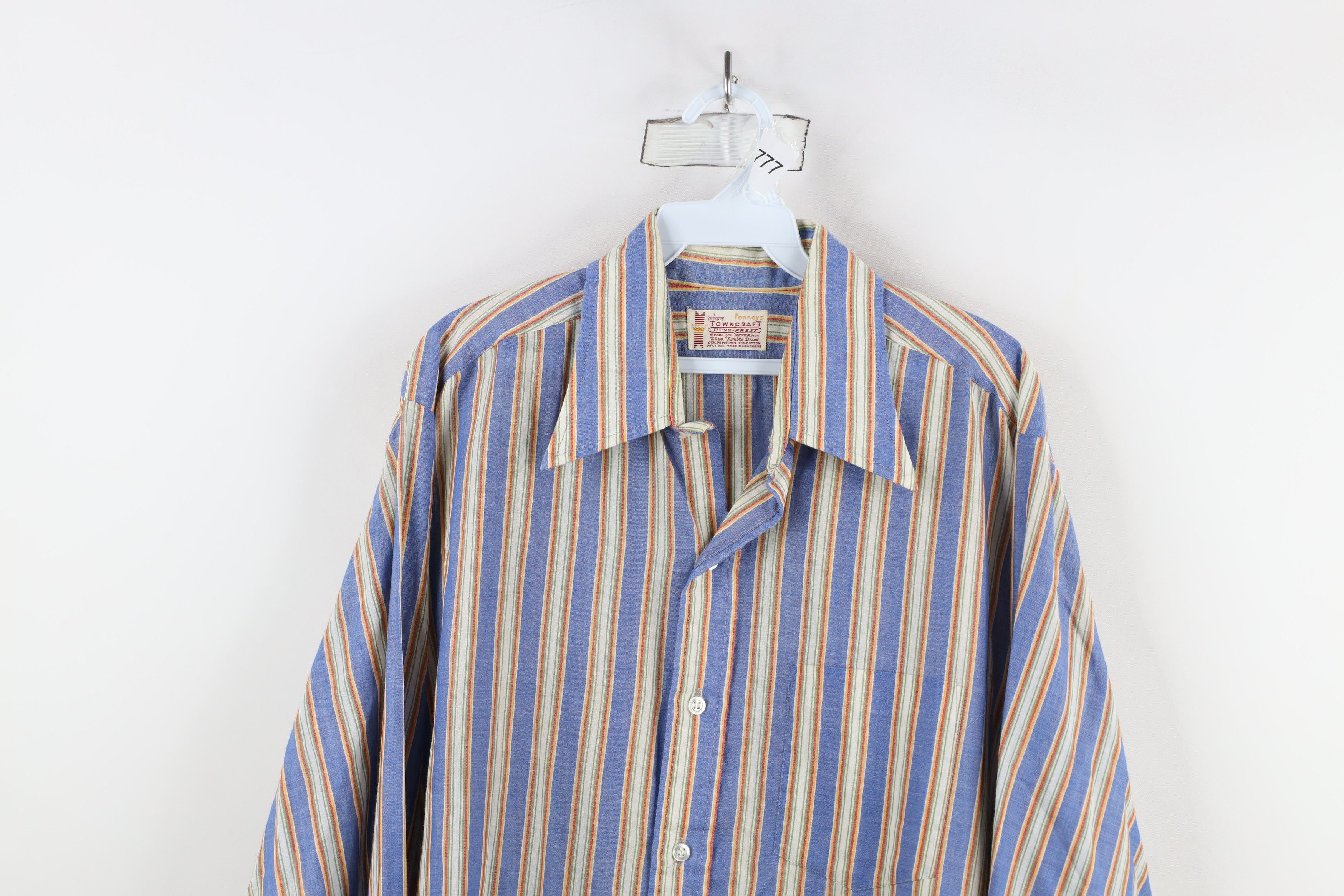 Vintage Vintage 60s 70s Streetwear Striped Collared Button Shirt Size US L / EU 52-54 / 3 - 2 Thumbnail