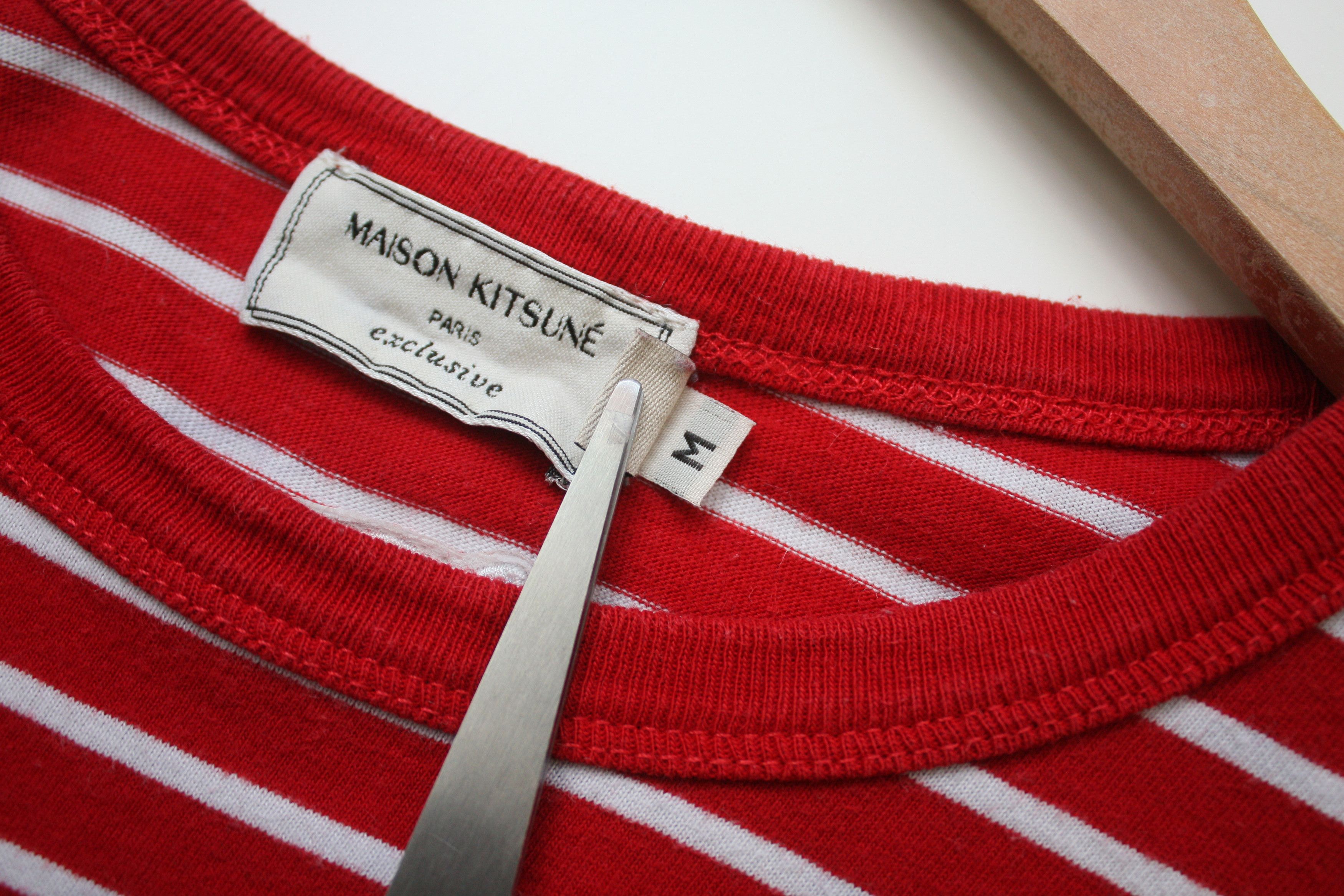 Maison Kitsune Maison Kitsune Red Striped T-Shirt Women's Medium Size M / US 6-8 / IT 42-44 - 5 Thumbnail