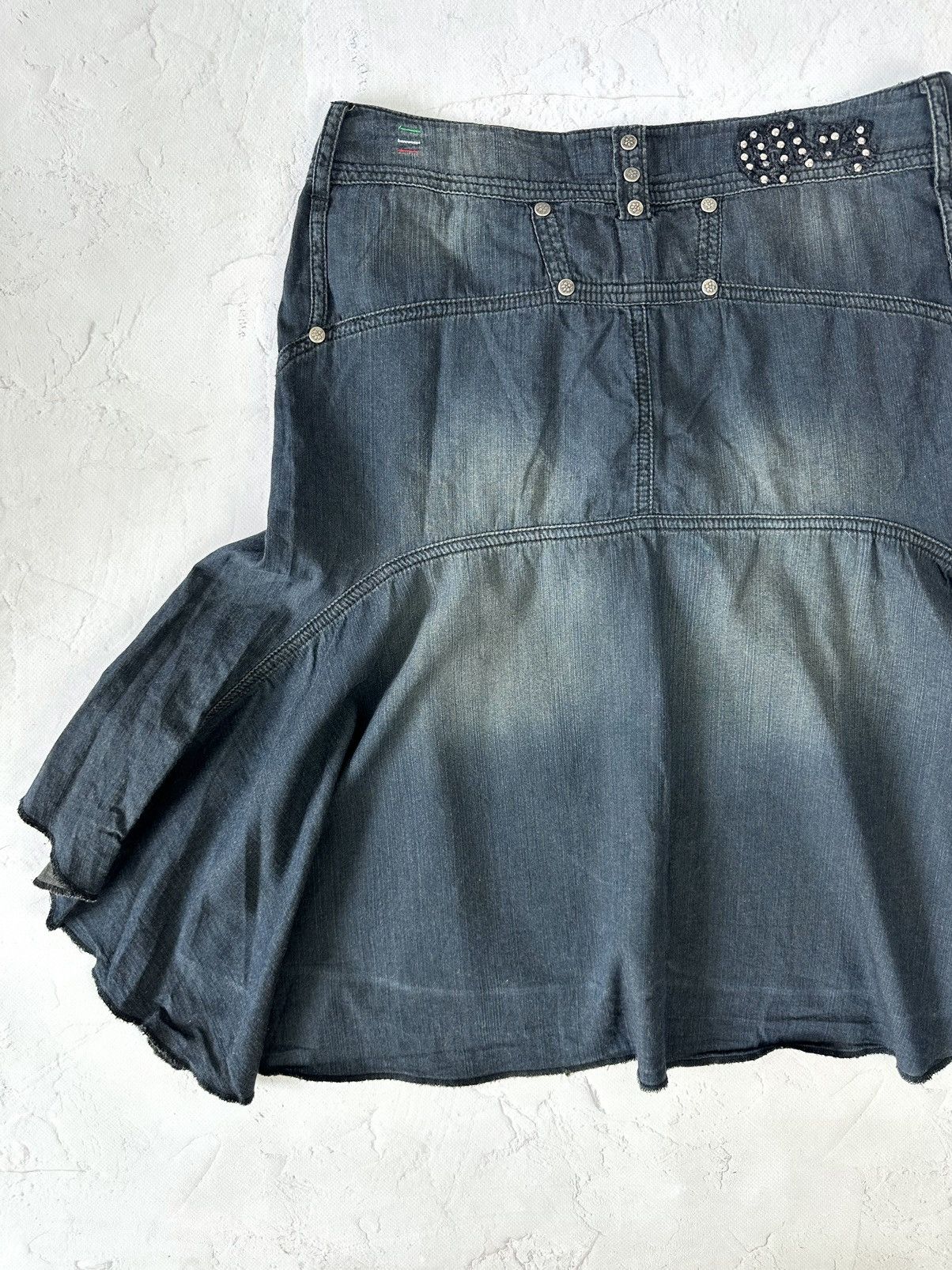 If Six Was Nine Vintage Flare Denim Skirt Size 28" / US 6 / IT 42 - 6 Thumbnail