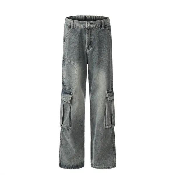 Japanese Brand VIBE Men's multi-pocket punk washed distressed cargo jeans Size US 32 / EU 48 - 1 Thumbnail