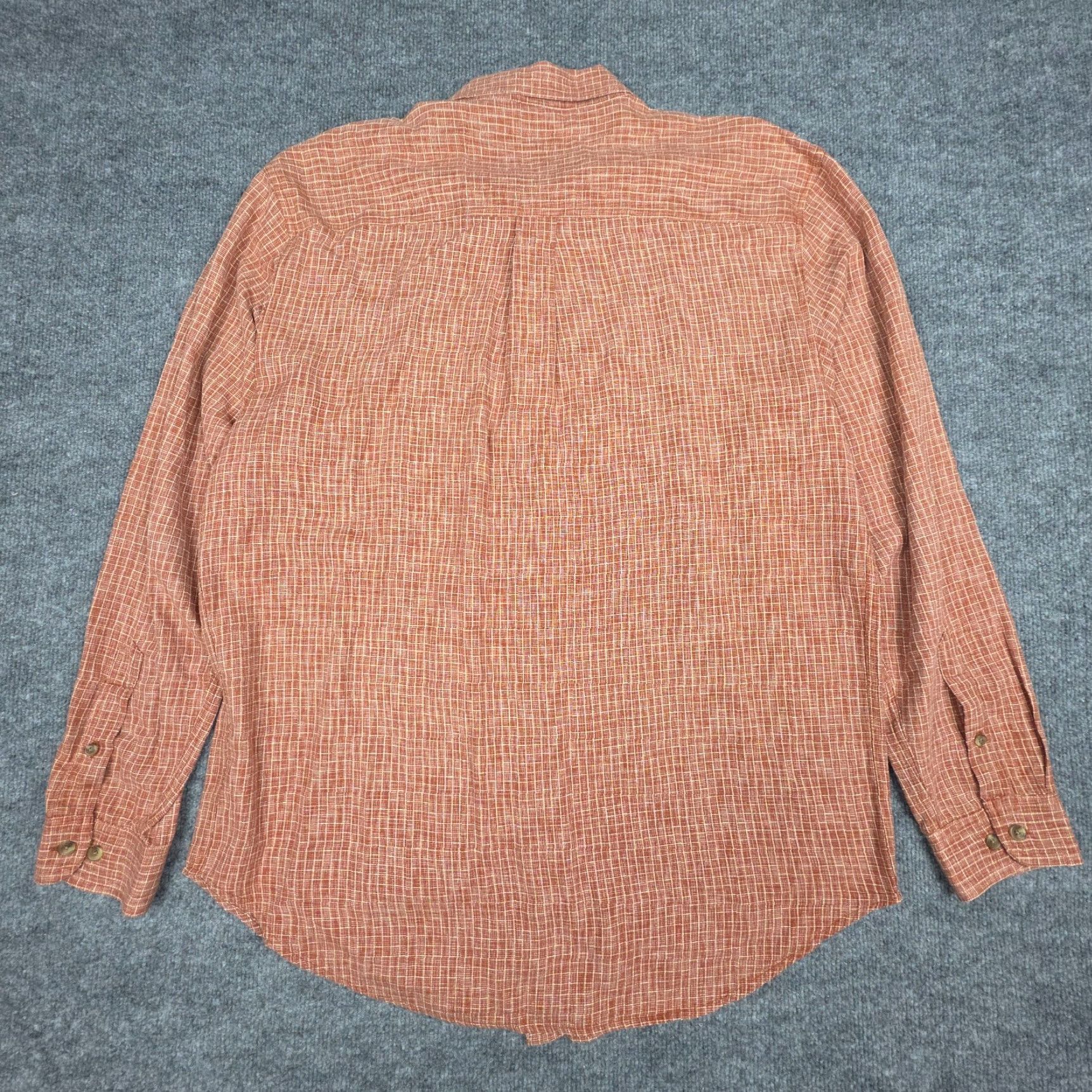 The Territory Ahead Territory Ahead Shirt Men's Large Orange White Woven Textured Cotton Button-Up Short Sleeve Plaid Casual Size US L / EU 52-54 / 3 - 3 Thumbnail