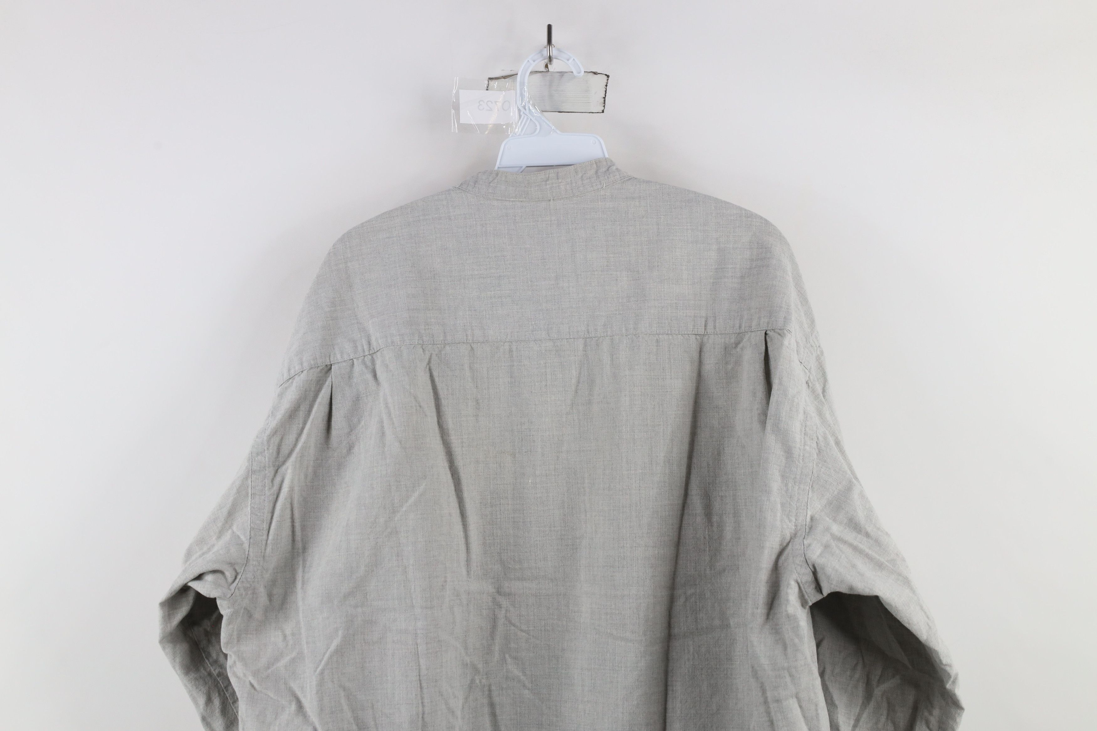 Vintage Vintage 90s Streetwear Band Collar Button Shirt Gray Size US L / EU 52-54 / 3 - 10 Thumbnail