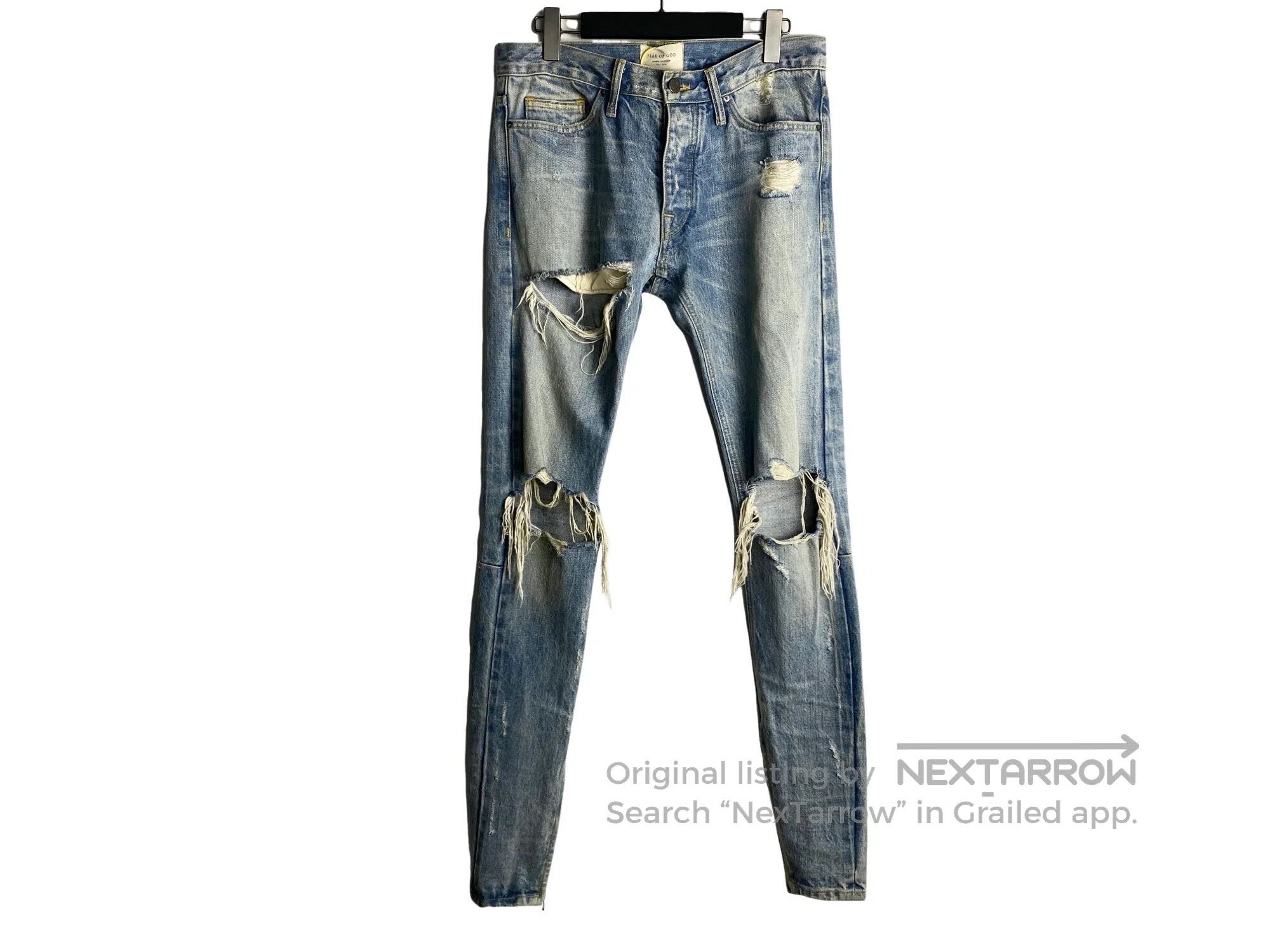 Fear of God FEAR OF GOD Original Destroyed Blue Denim Pants Size US 30 / EU 46 - 1 Thumbnail