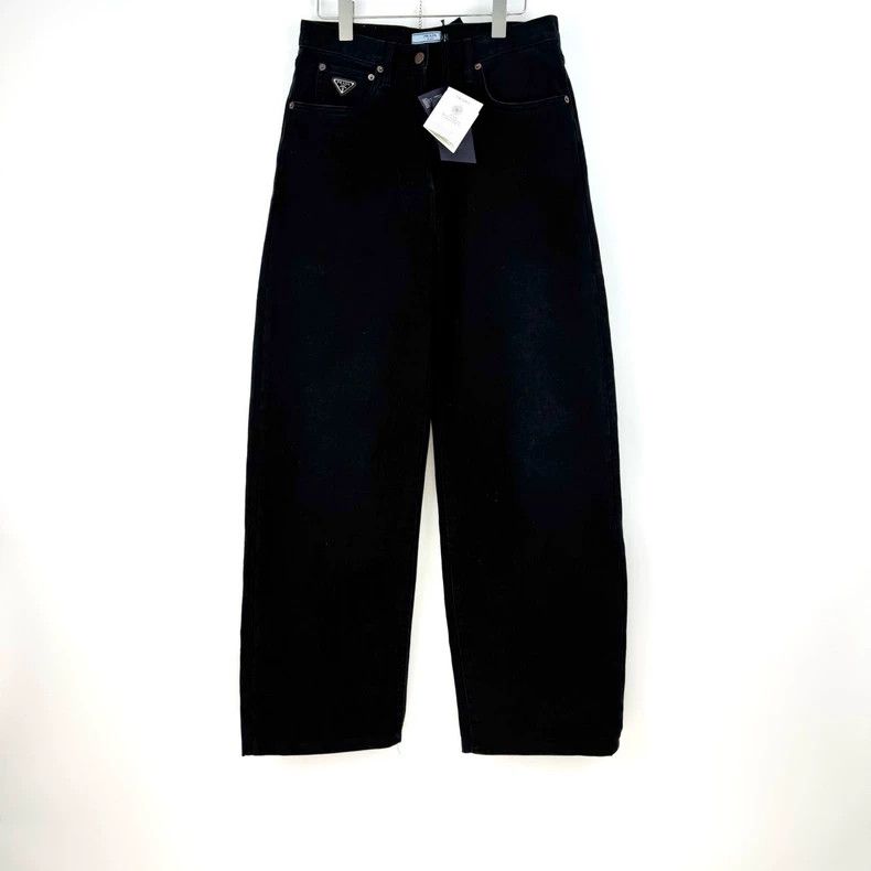 Prada Prada Sise 25Washed black metal triangle leather logo jean Size US 26 / EU 42 - 3 Thumbnail