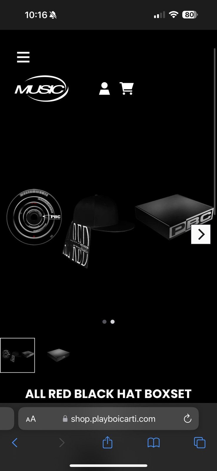Playboi Carti ALL RED BLACK HAT BOXSET S/M Size ONE SIZE - 9 Thumbnail
