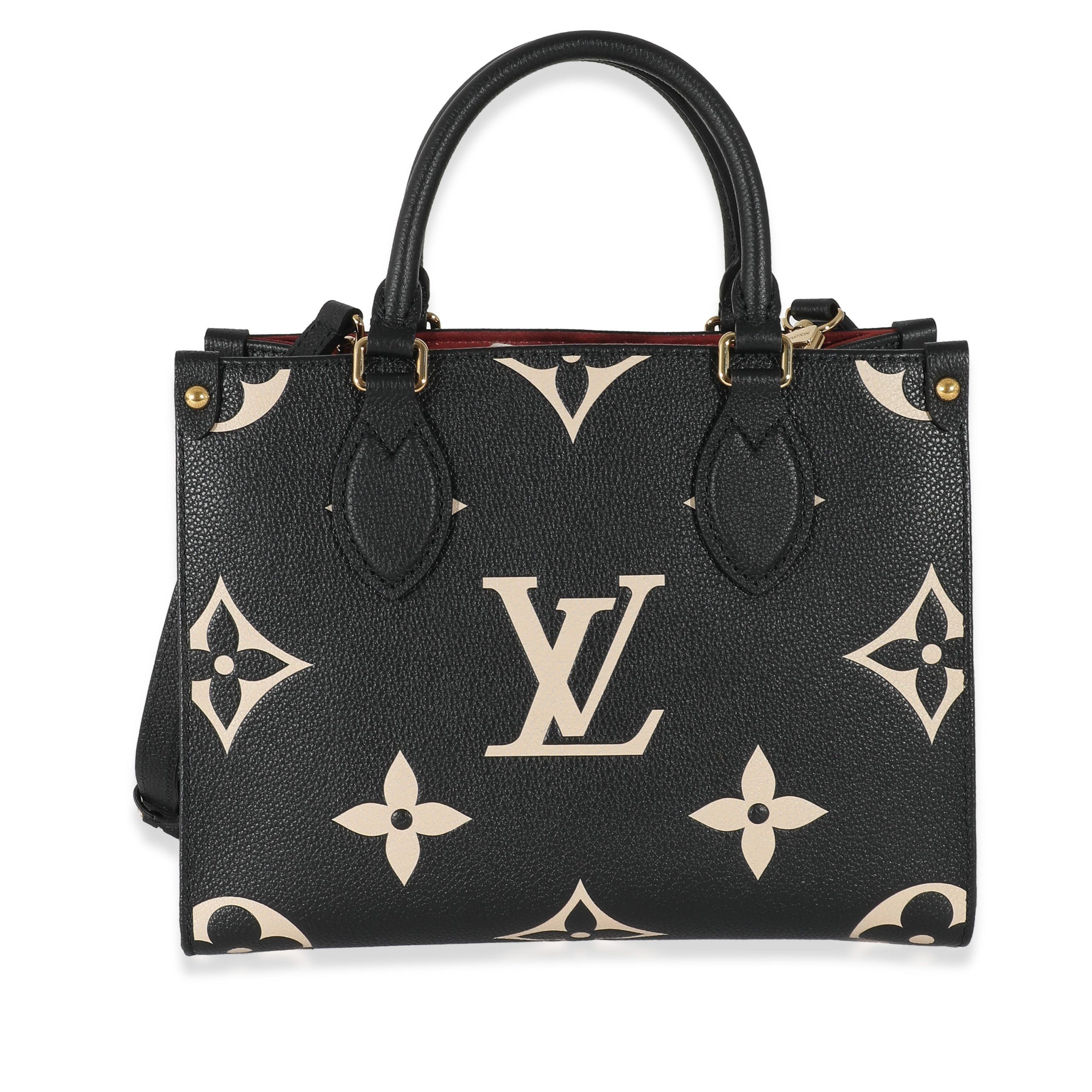 image of Louis Vuitton Black & Beige Bicolor Monogram Empreinte Onthego Pm, Women's