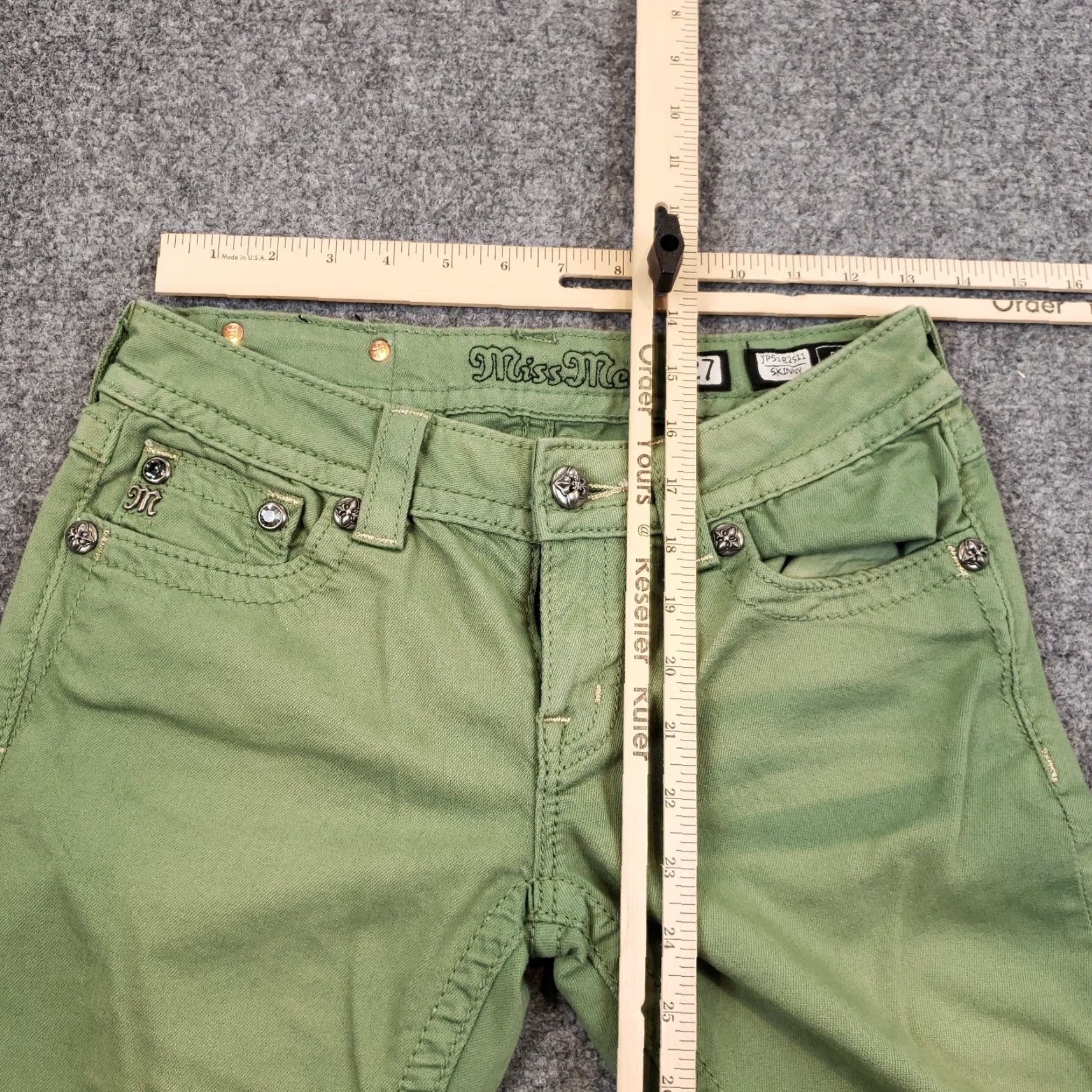Miss Me Miss Me Womens Green Mid-Rise Skinny Jeans Size 27x31 Size 27" / US 4 / IT 40 - 4 Thumbnail